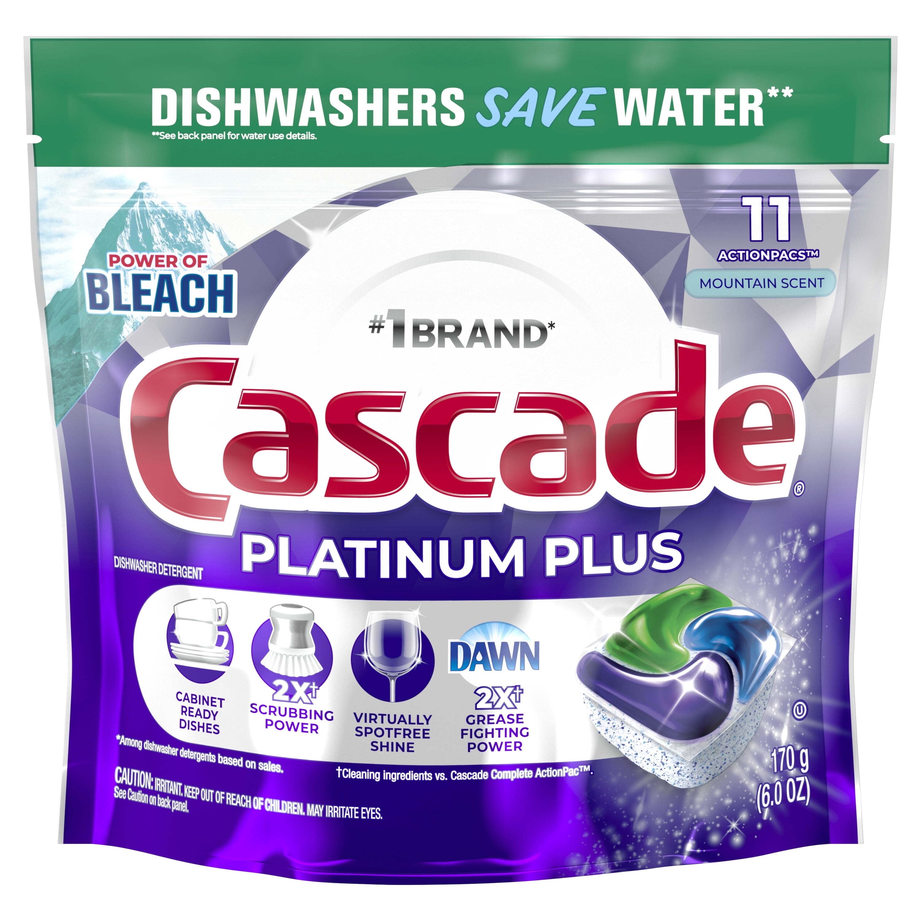 Platinum Plus Dishwasher Detergent Action Pacs, Fresh Mountain Scent, 11 Count