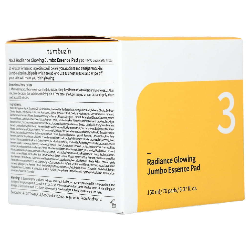 No.3 Radiance Glowing Jumbo Essence Pad, 70 Pads, 5.07 fl oz (150 ml)
