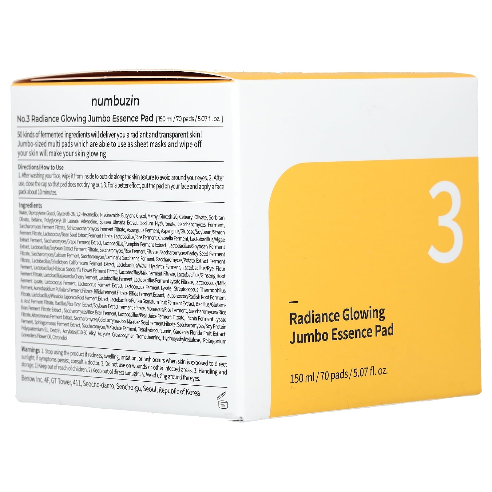 No.3 Radiance Glowing Jumbo Essence Pad, 70 Pads, 5.07 fl oz (150 ml)