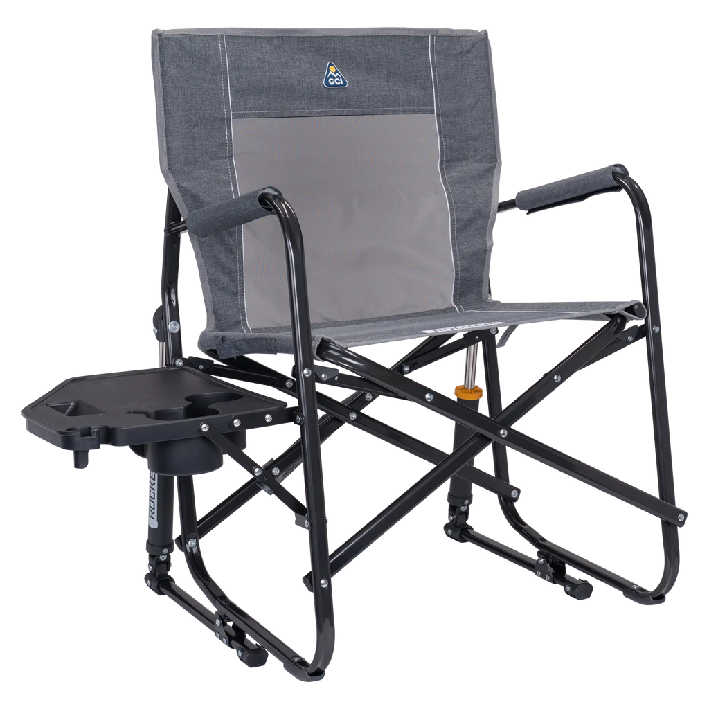 Freestyle Rocker with Side Table, Heathered Pewter, Front Table Open