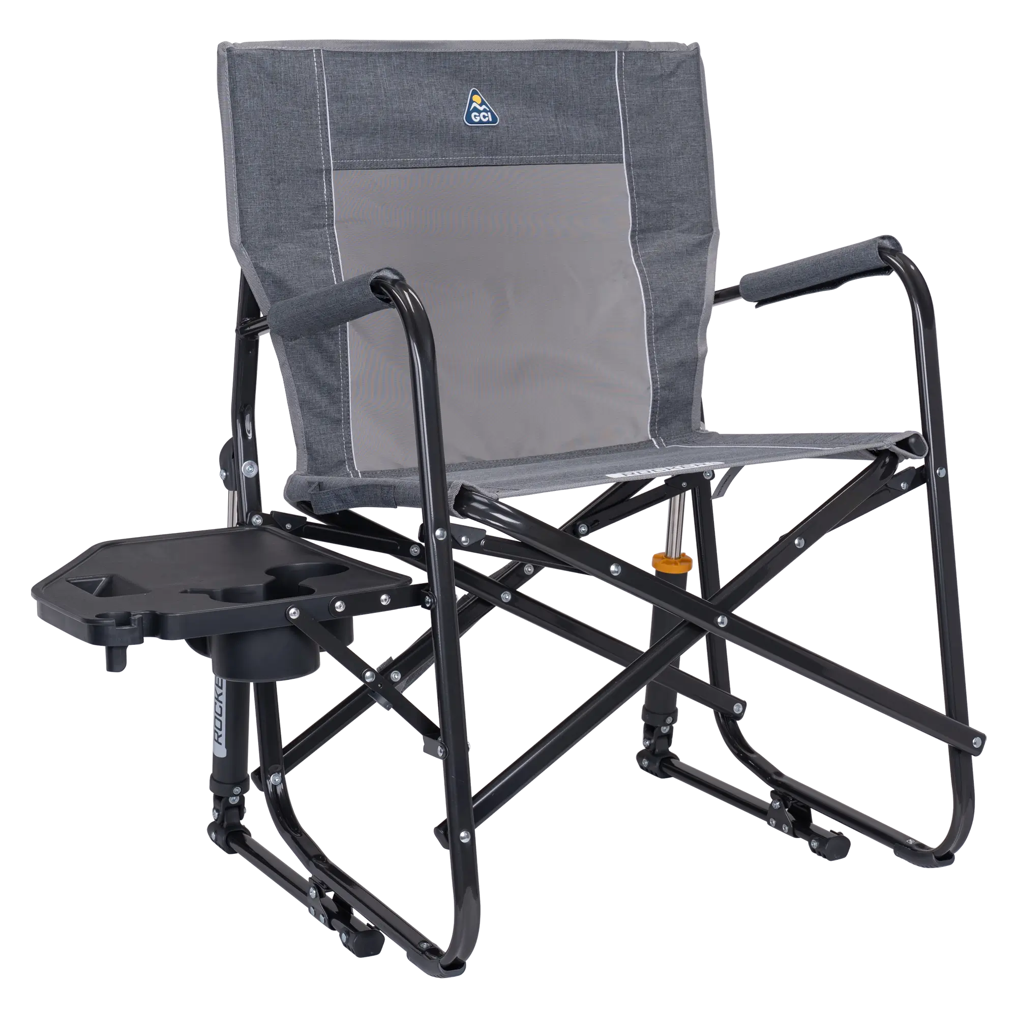 Freestyle Rocker with Side Table, Heathered Pewter, Front Table Open
