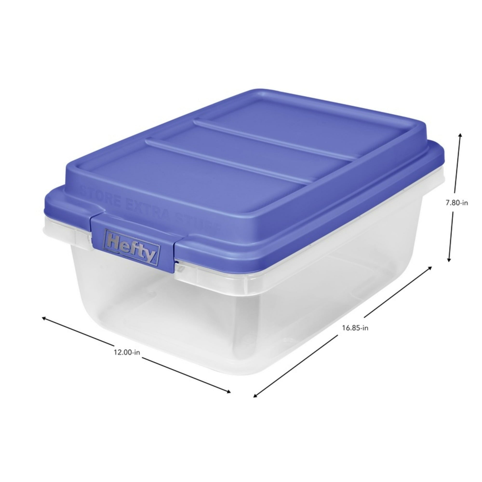 (2 pack) Hefty 18 Quart Clear Plastic Latched Storage Bin with Blue HI-RISE Lid, Adult