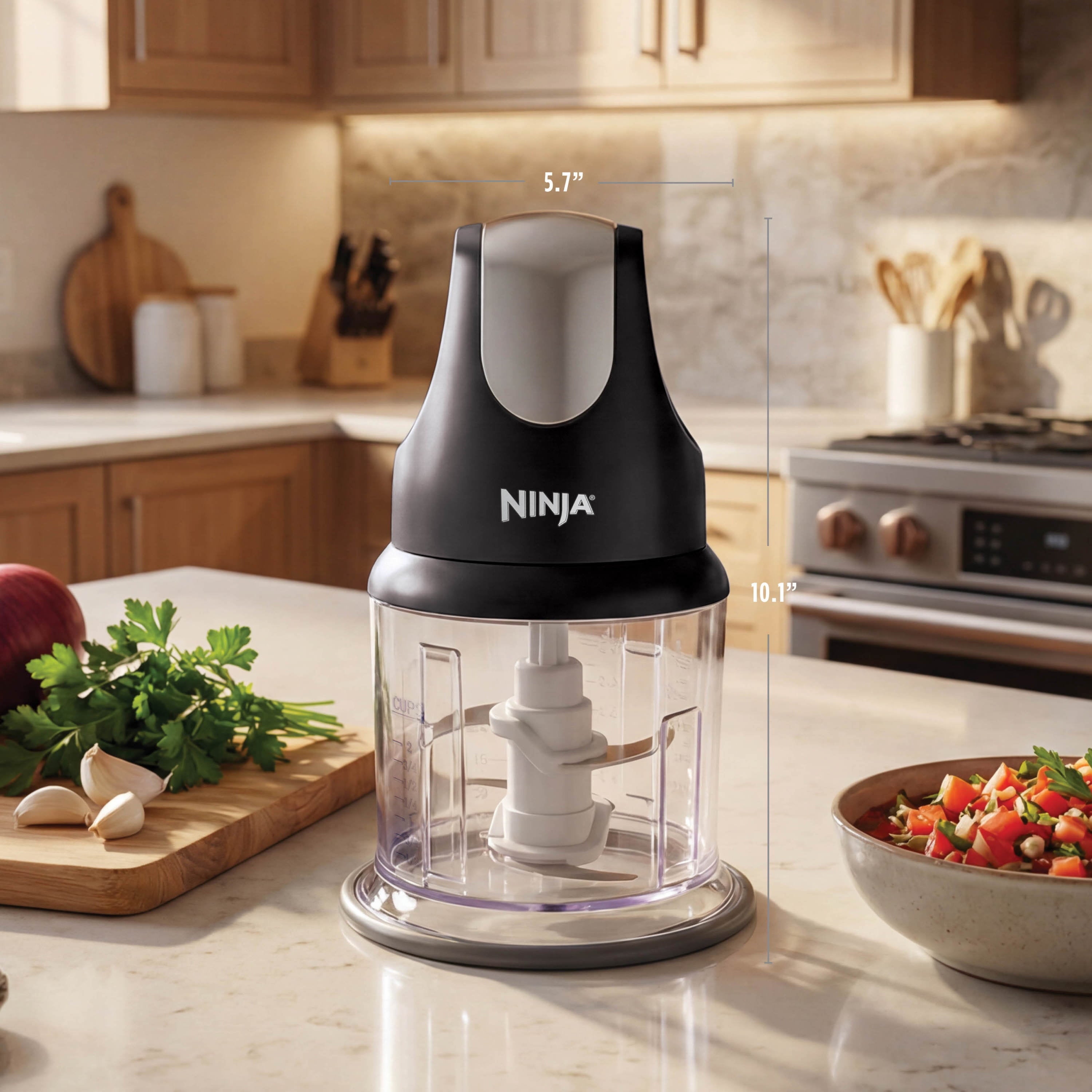Express Chop 2-Cup Food Processor, Mince, Puree, One-Touch, Base, , NJ100WM Black
