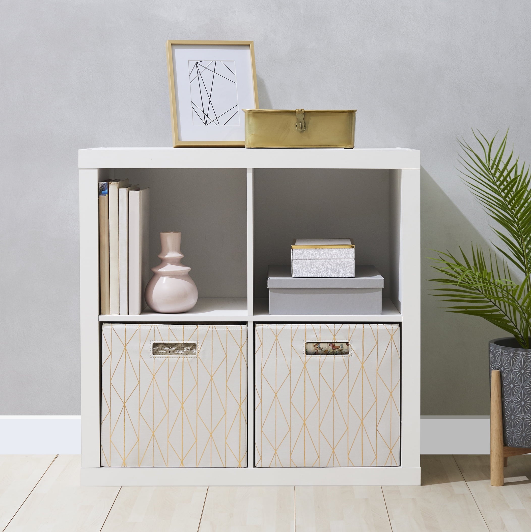 Better Homes &amp; Gardens 4 Cube Storage Organizer, White Texture