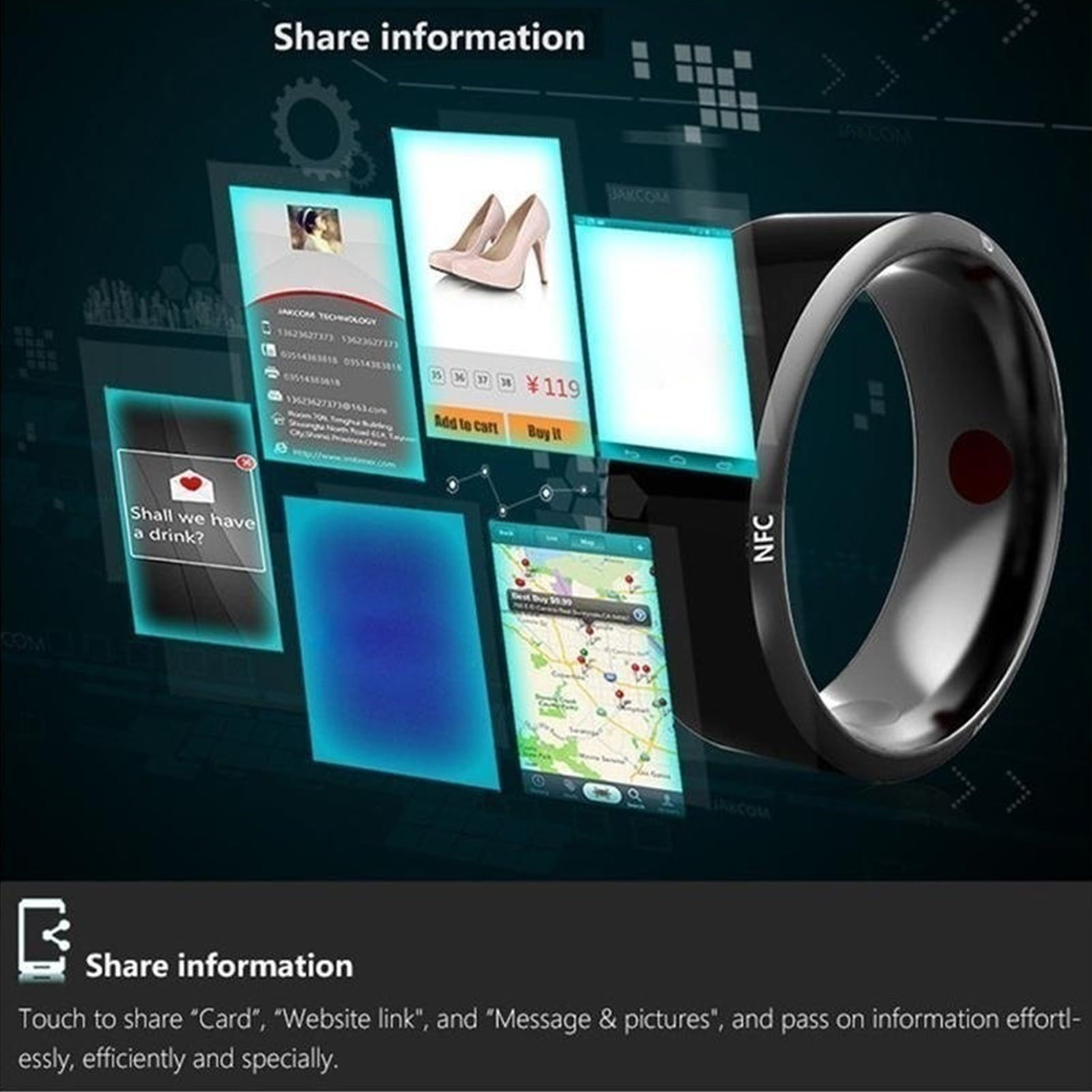 Universal Sensing Technology Comfortable Wear No Charge Smart Lock NFC Ring for