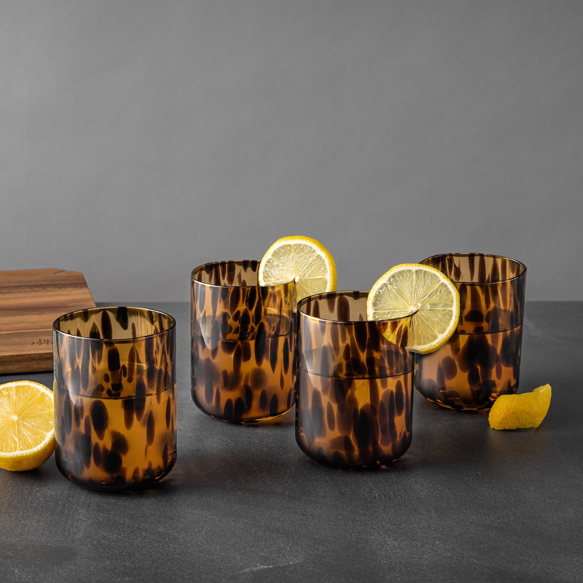 Thyme &amp; Table 12 fl oz Brown Tortoise Drinking Glasses, Set of 4