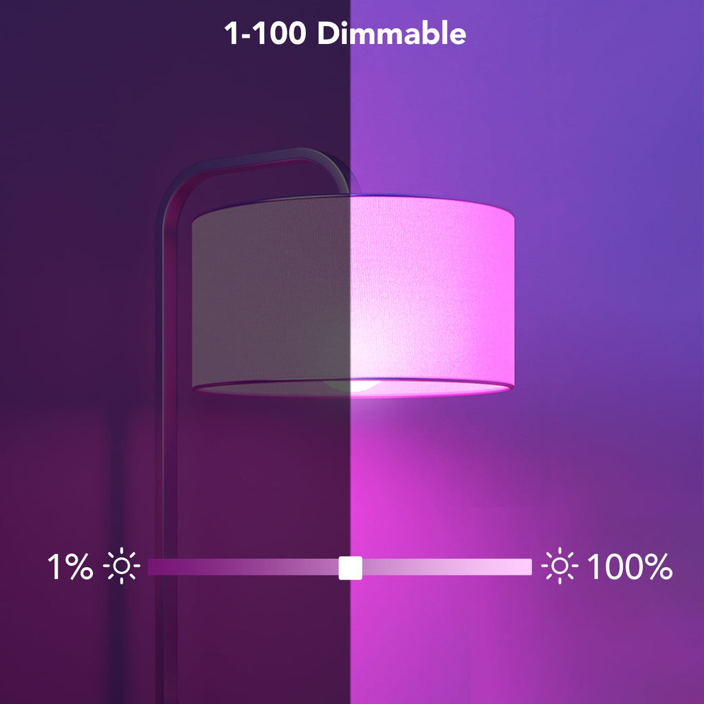 Smart LED Bulbs A19 800LM, 9W RGBWW Color-Changing Light Bulbs, E26 Base, 2-Pack, WiFi + Bluetooth