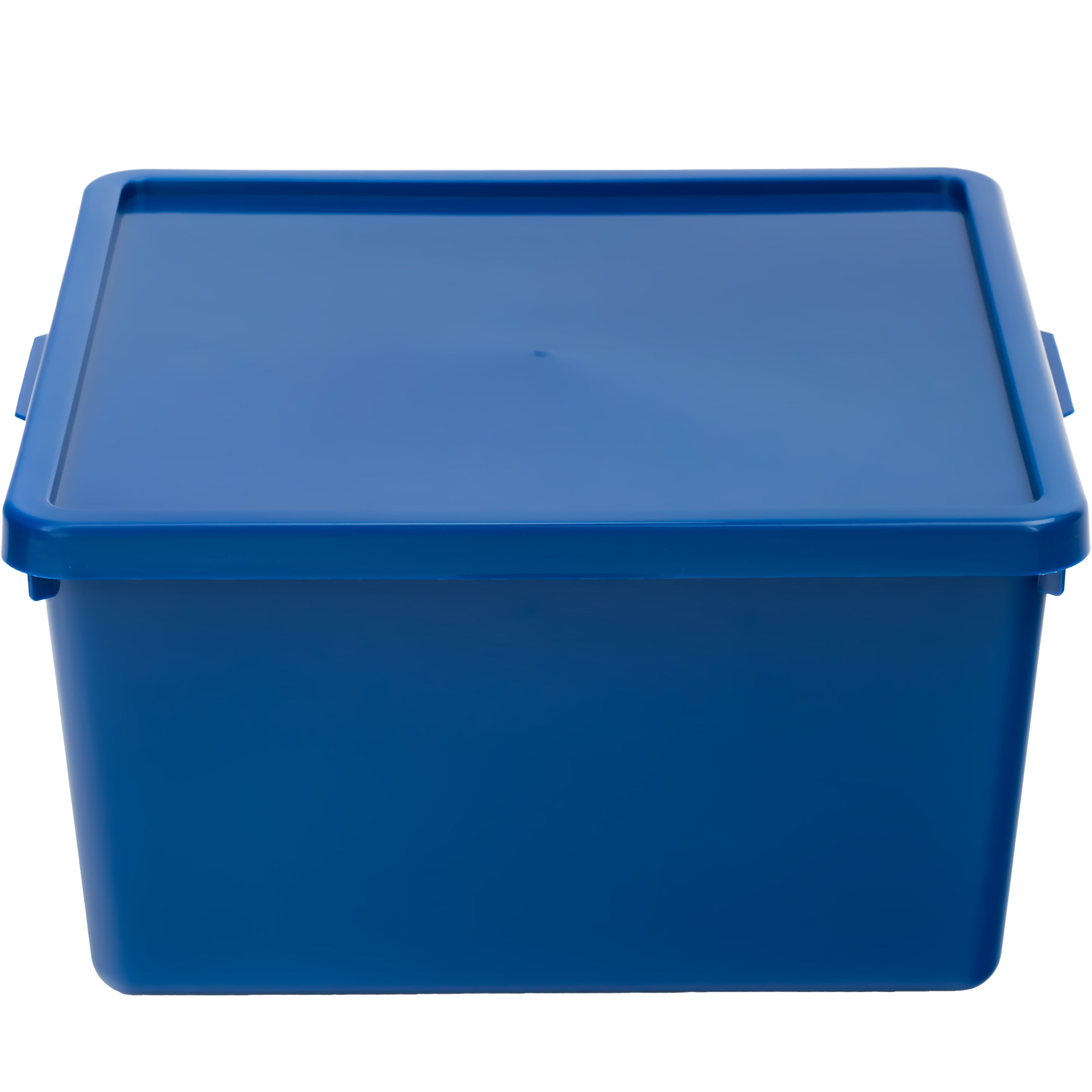 Kids Large Tinted Clear Plastic Stacking Storage Bin with Lid, Grey, 12 in x 12.4 in x 9.4 in