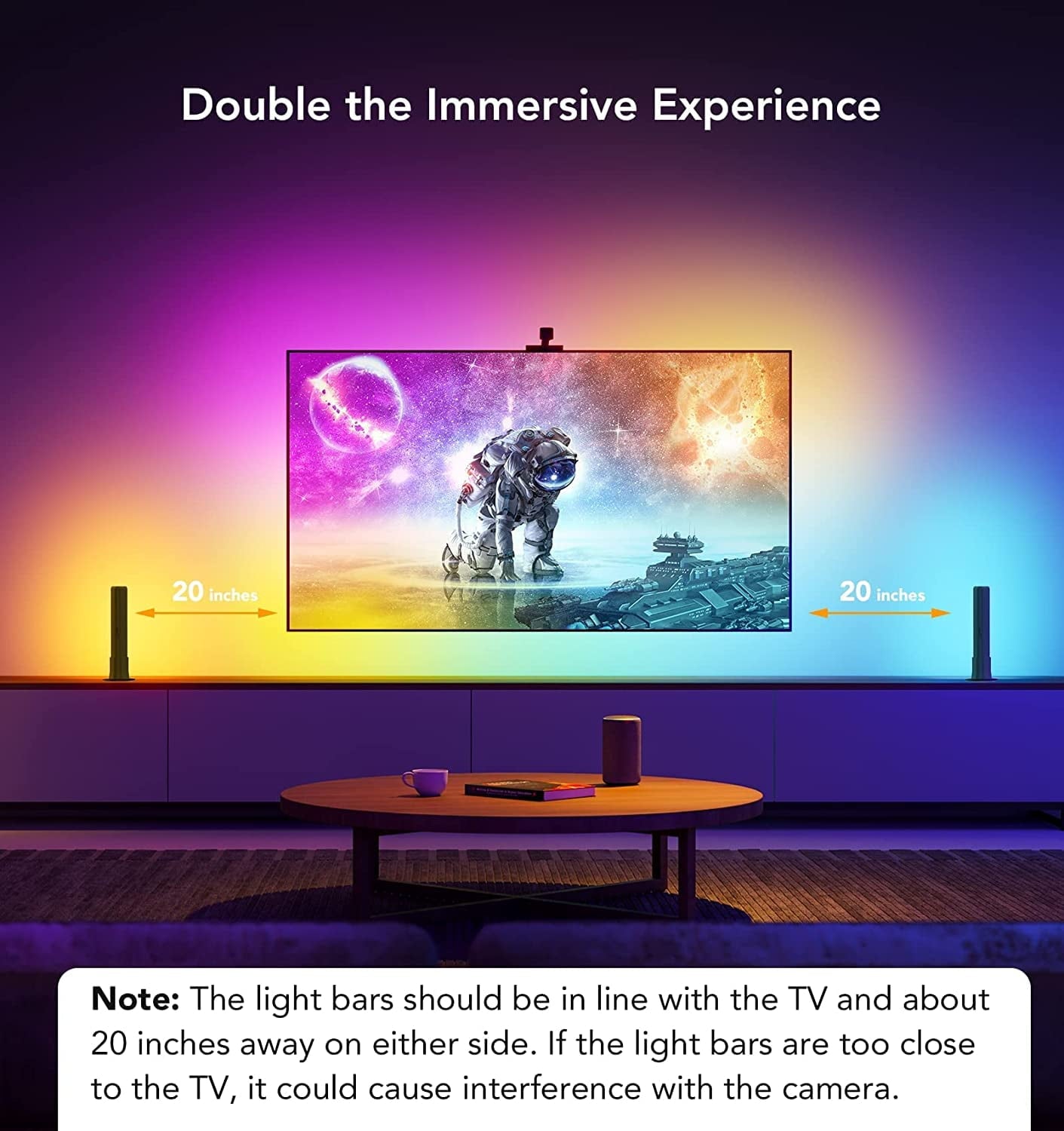 T1 Pro RGBICWW TV Light Kit With Camera,1080p Color sense Camera, LED TV backlights, and 2 LED RGB light bars, Individual Control of LED Groups,Voice And APP Control,Home Theatre,55-65 Inch TVs