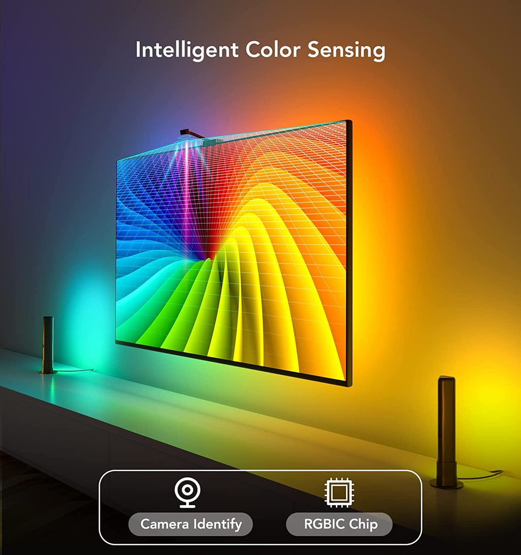 T1 Pro RGBICWW TV Light Kit With Camera,1080p Color sense Camera, LED TV backlights, and 2 LED RGB light bars, Individual Control of LED Groups,Voice And APP Control,Home Theatre,55-65 Inch TVs