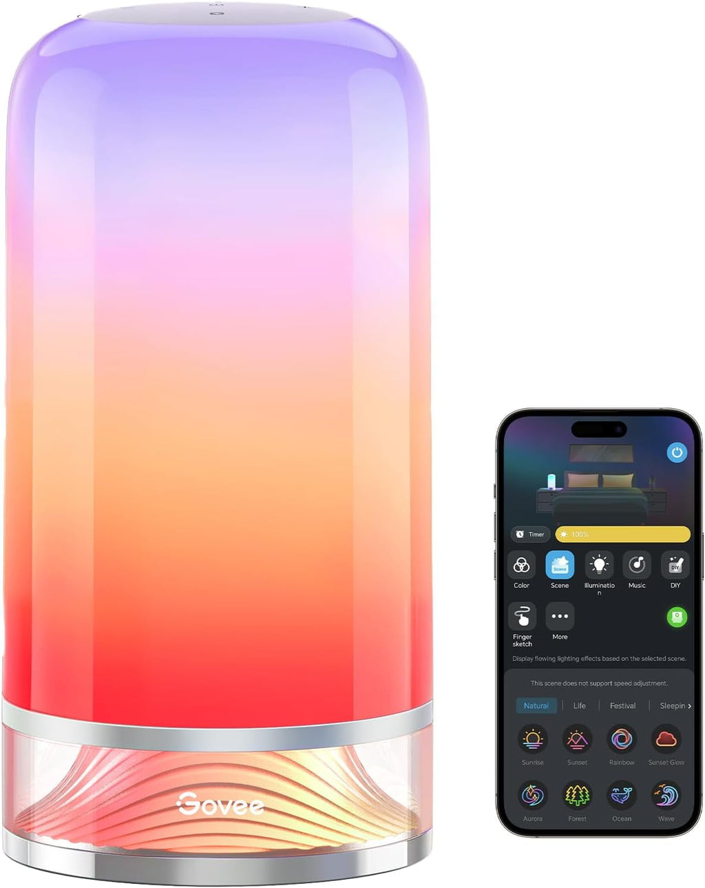 Smart Table Lamp Bedside Lamp - RGBIC Color Changing, Dimmable, Touch Sensor
