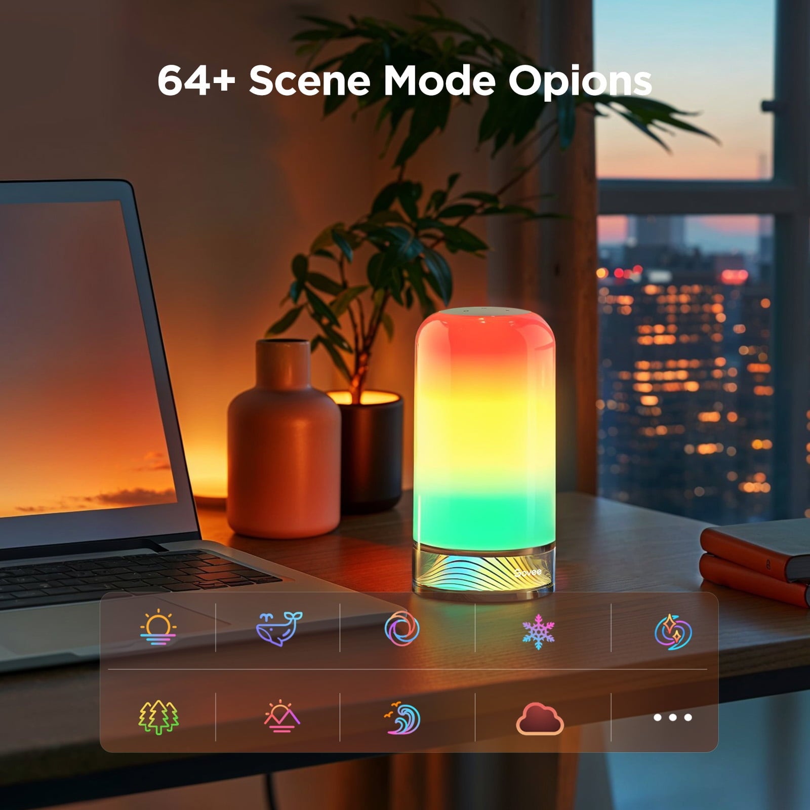 Smart Table Lamp Bedside Lamp - RGBIC Color Changing, Dimmable, Touch Sensor