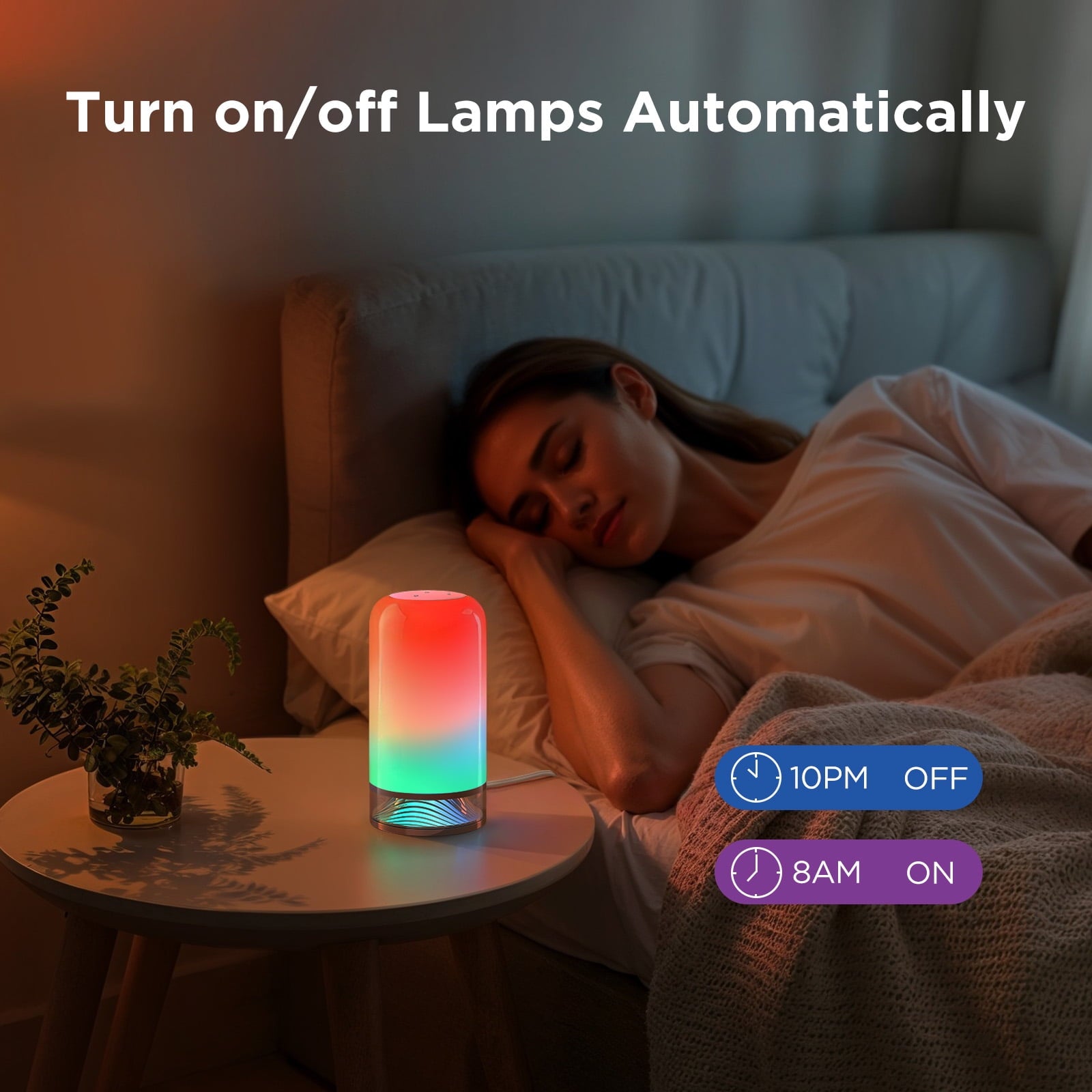 Smart Table Lamp Bedside Lamp - RGBIC Color Changing, Dimmable, Touch Sensor