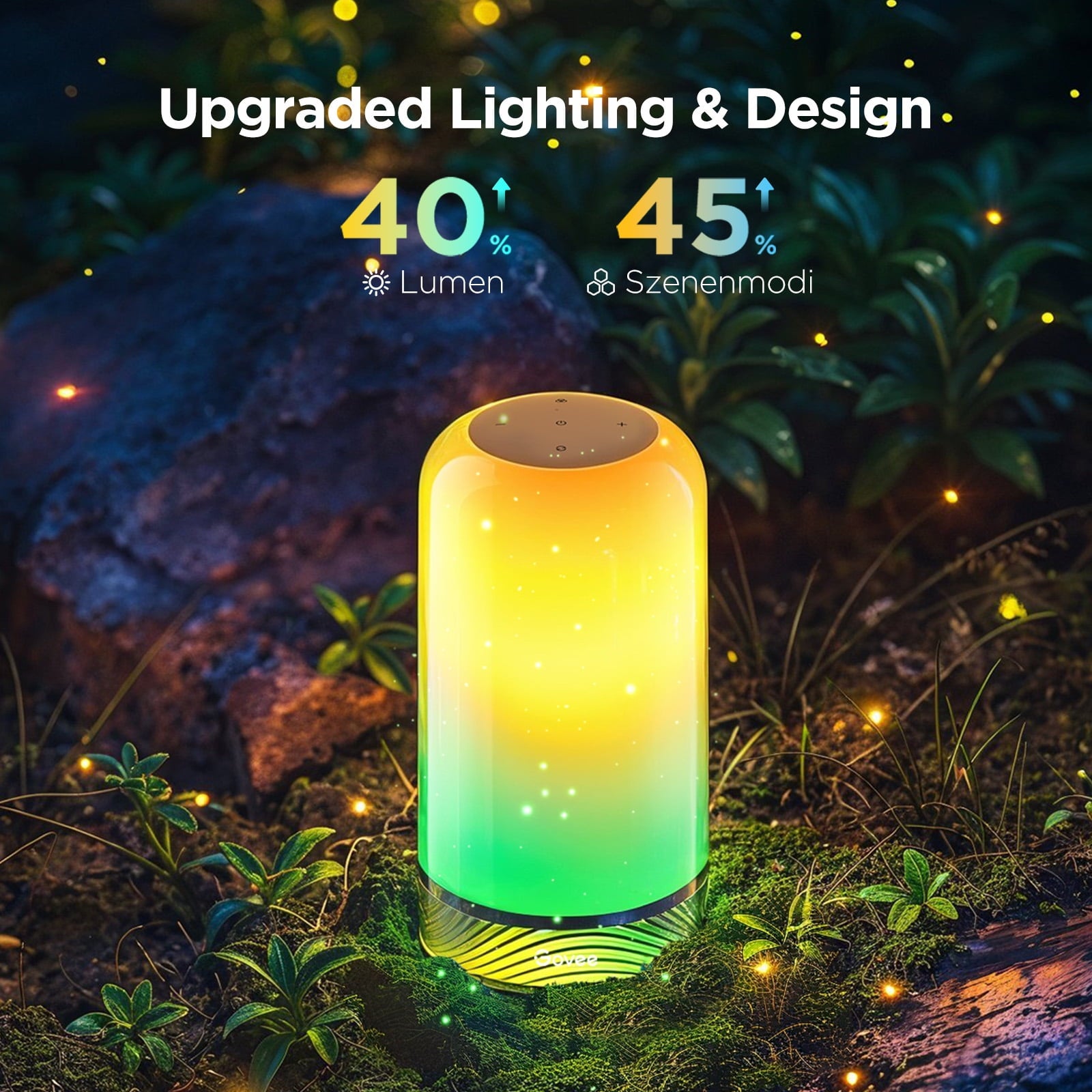 Smart Table Lamp Bedside Lamp - RGBIC Color Changing, Dimmable, Touch Sensor