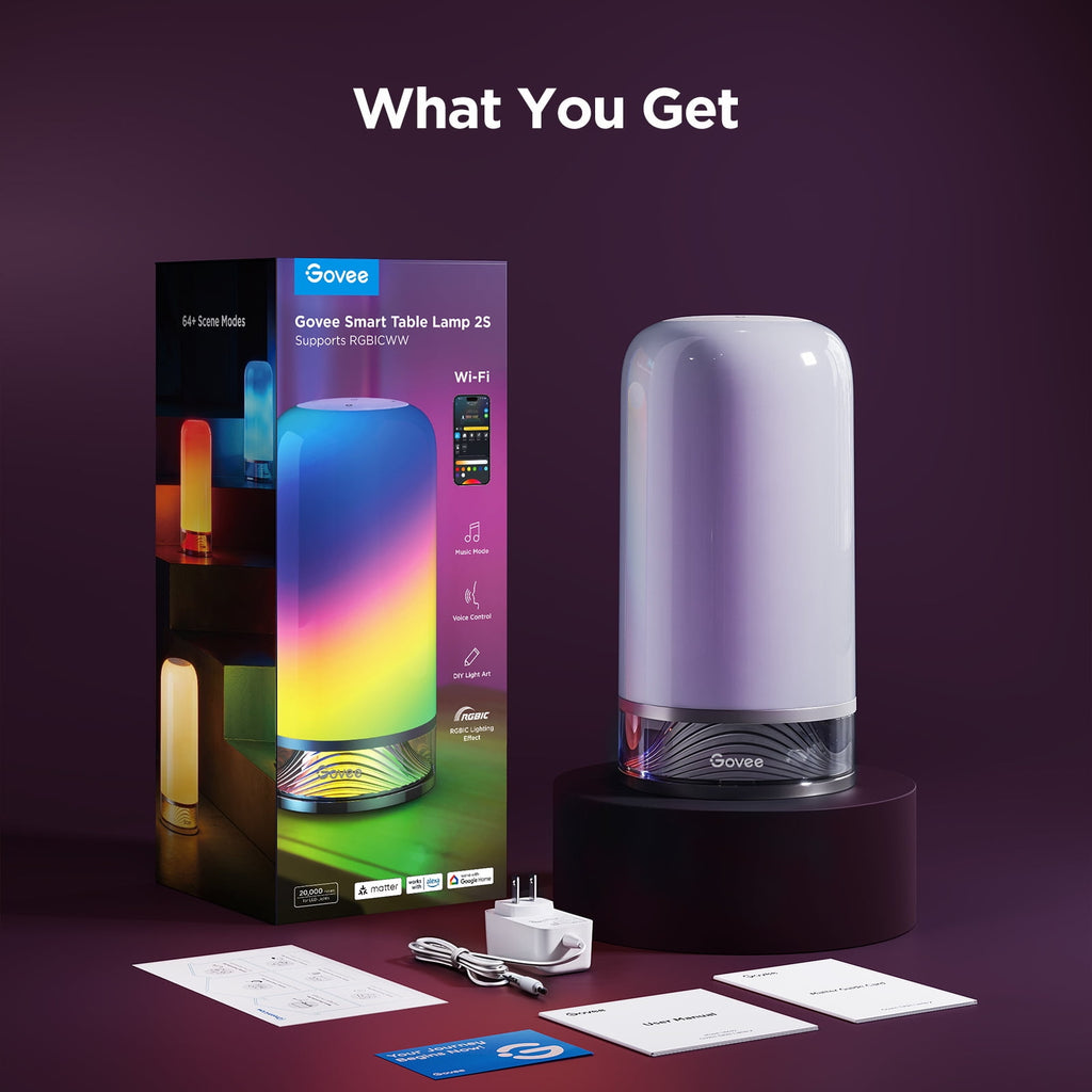 Smart Table Lamp Bedside Lamp - RGBIC Color Changing, Dimmable, Touch Sensor