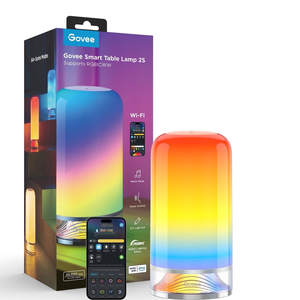 Smart Table Lamp Bedside Lamp - RGBIC Color Changing, Dimmable, Touch Sensor