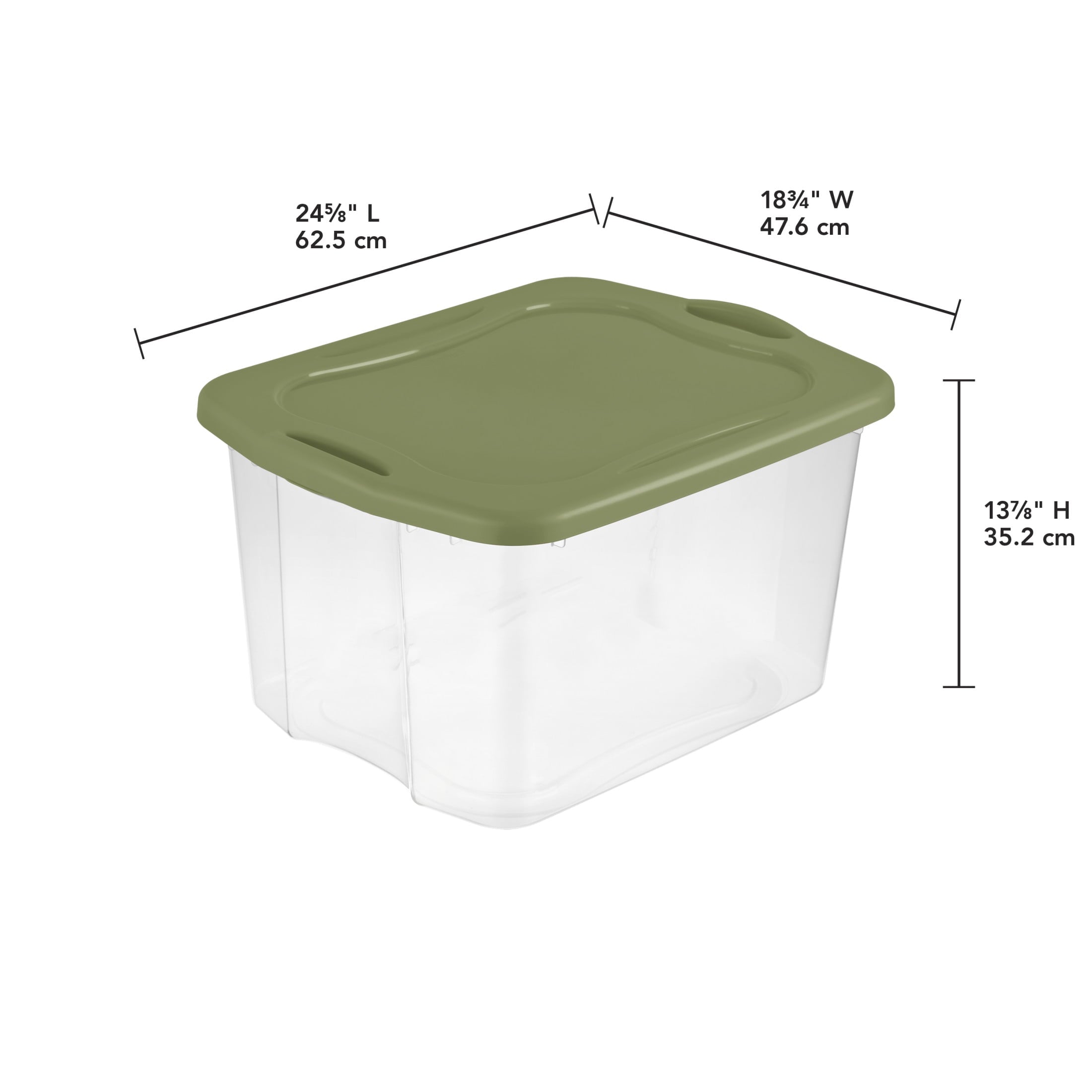 EZ Carry 70 Quart Large Storage Bin, Clear Plastic Storage Container with Full-Grip Handles, Green
