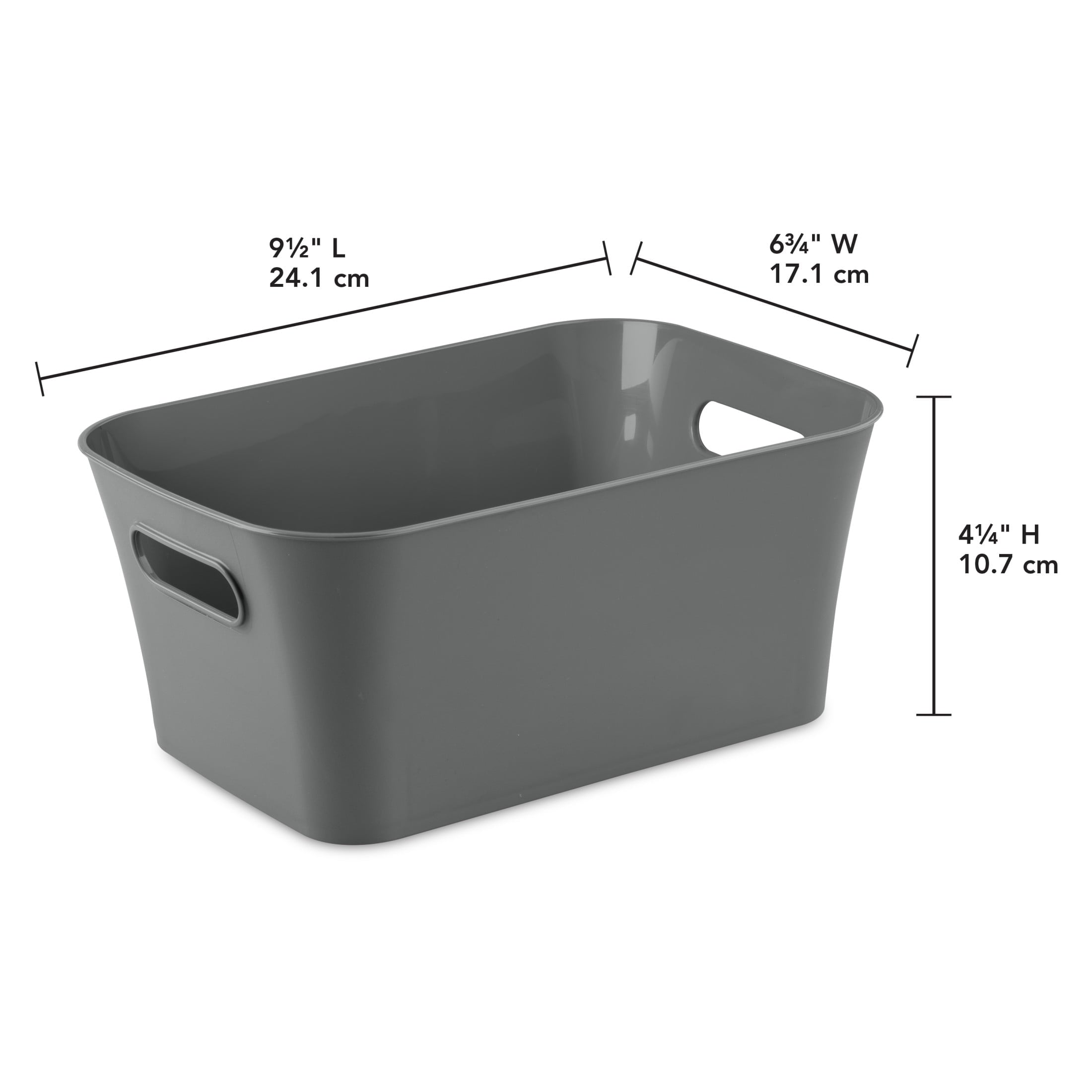 Medium White Plastic Storage Bin, 13.8 in x 9.5 in x 5.8 in