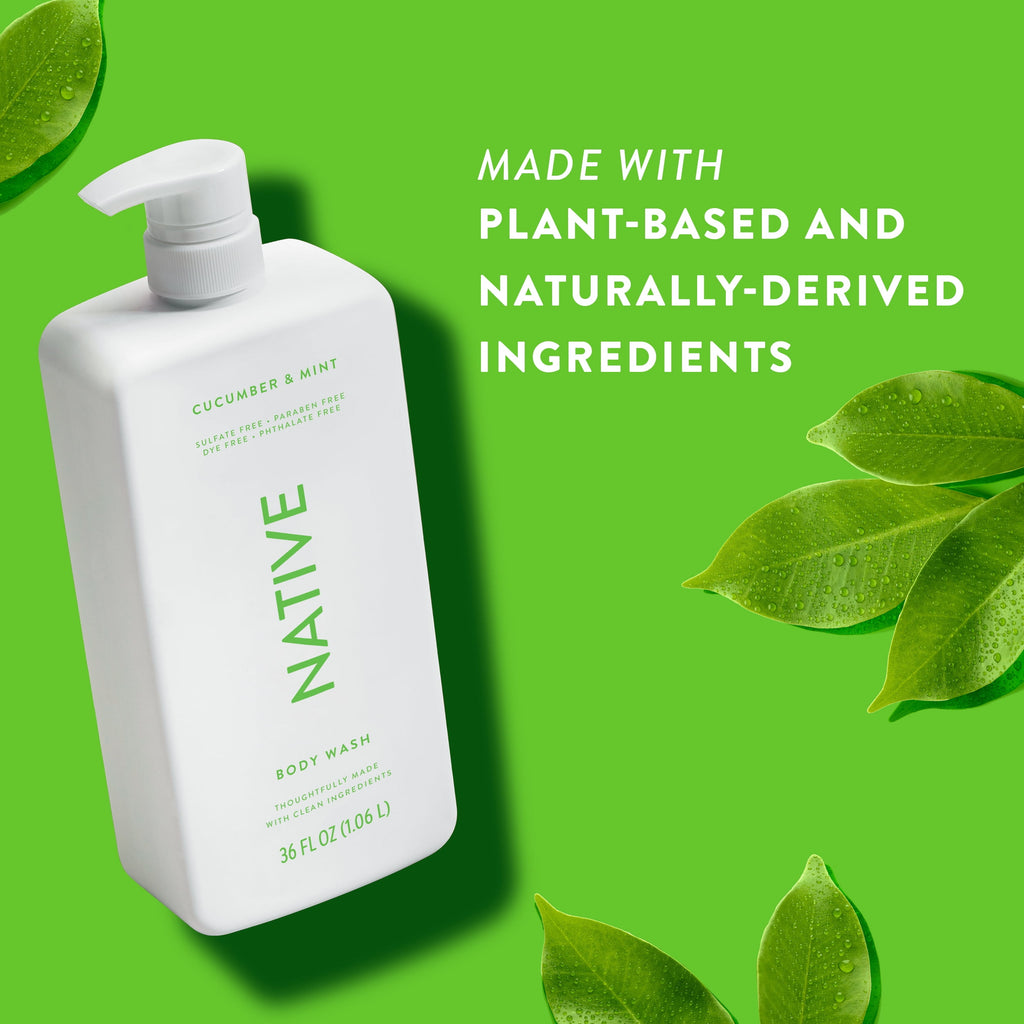 Body Wash, Cucumber &amp; Mint, Sulfate Free, Naturally Derived Ingredients, 24hr Freshness, for Women &amp; Men, 36 fl oz