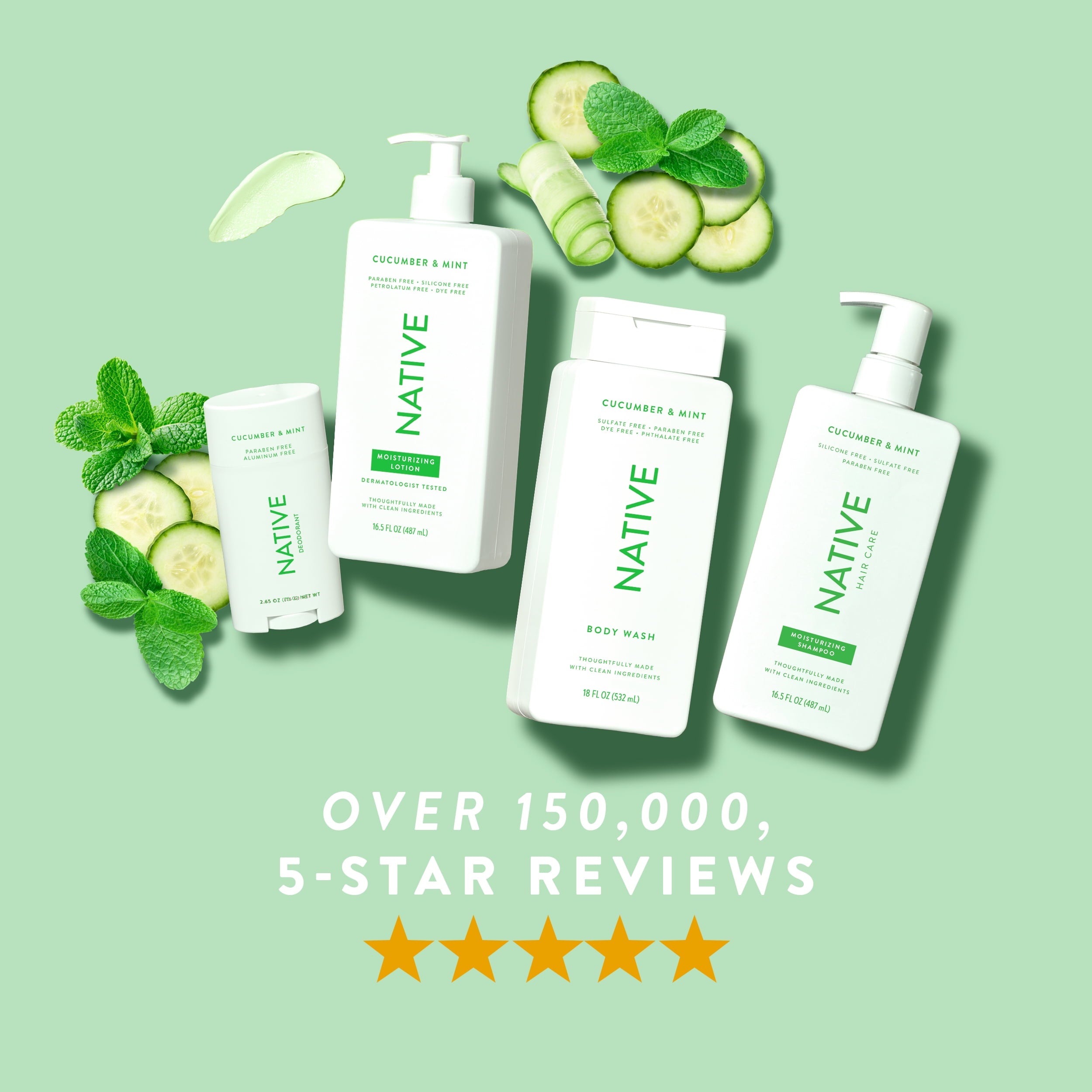 Body Wash, Cucumber &amp; Mint, Sulfate Free, Naturally Derived Ingredients, 24hr Freshness, for Women &amp; Men, 36 fl oz