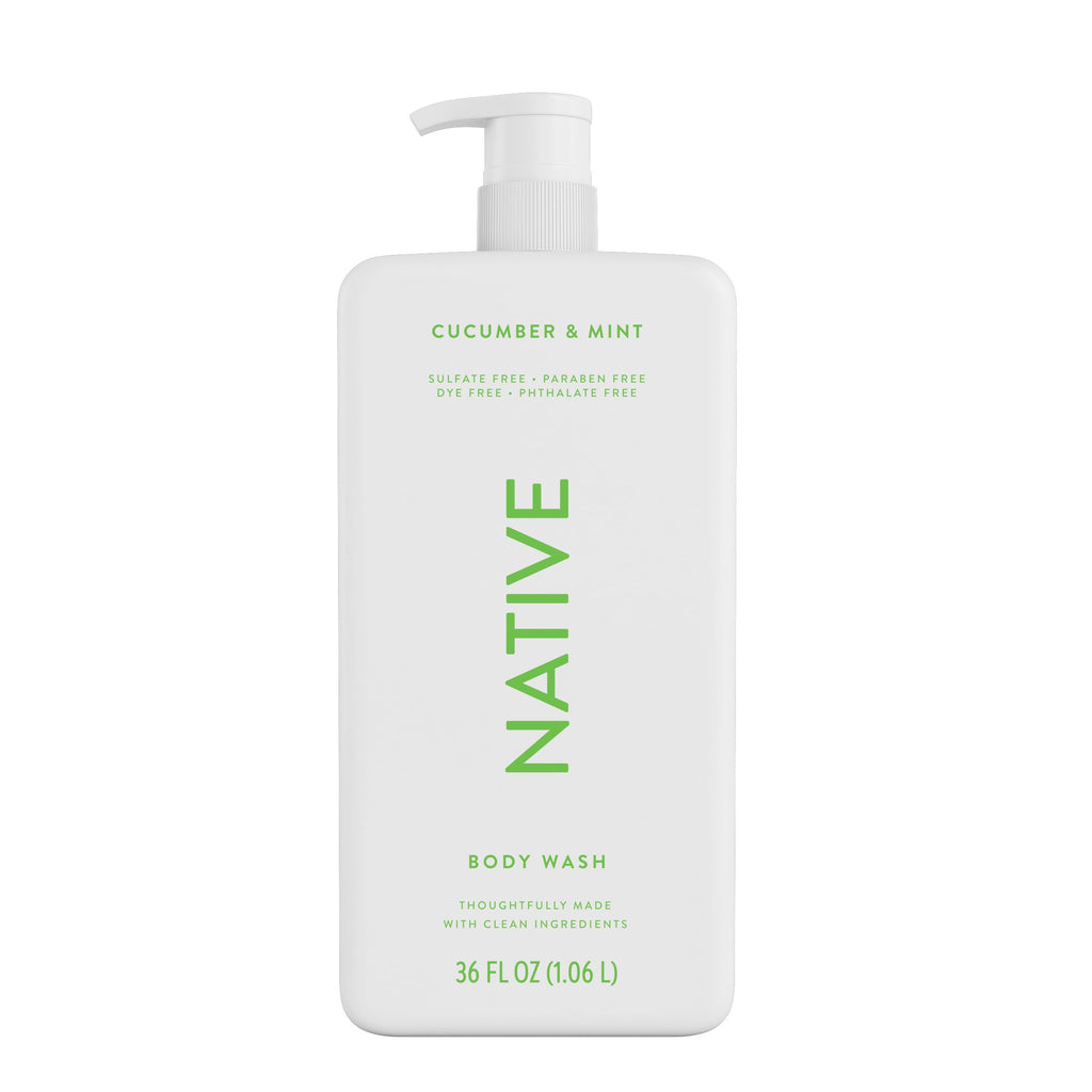Body Wash, Cucumber &amp; Mint, Sulfate Free, Naturally Derived Ingredients, 24hr Freshness, for Women &amp; Men, 36 fl oz