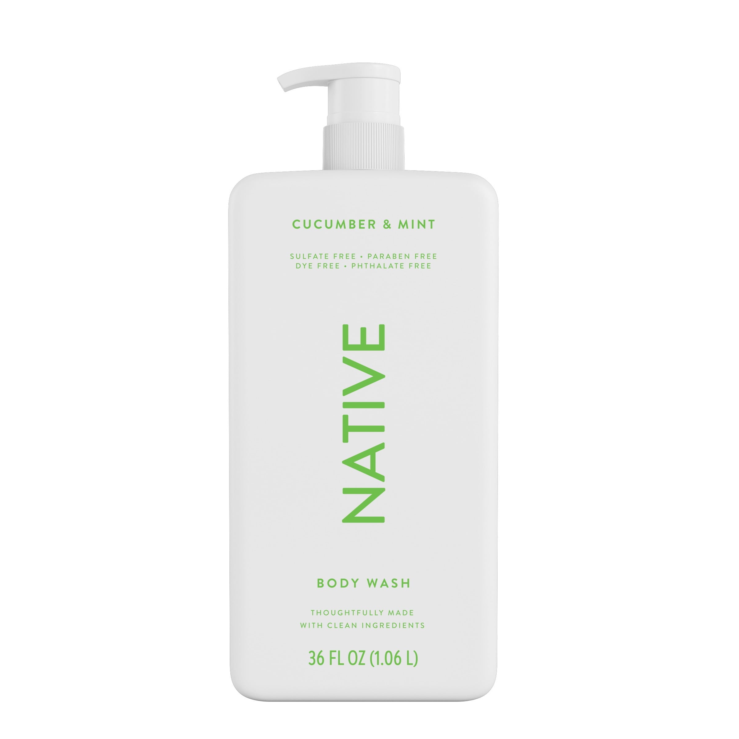 Body Wash, Cucumber &amp; Mint, Sulfate Free, Naturally Derived Ingredients, 24hr Freshness, for Women &amp; Men, 36 fl oz