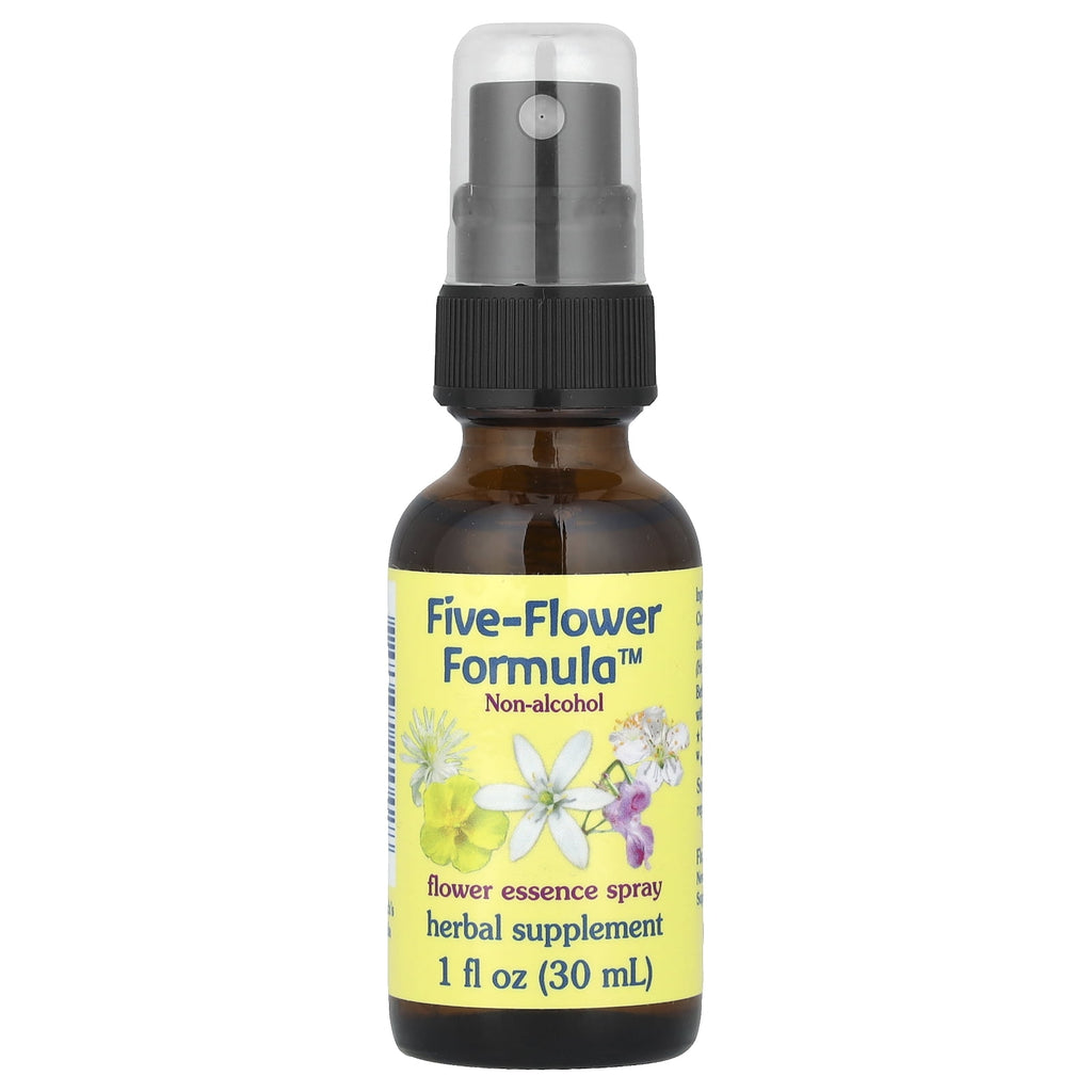 Flower Essence Services Five-Flower Formula, Flower Essence Spray, Non-Alcoholic, 1 fl oz (30 ml)