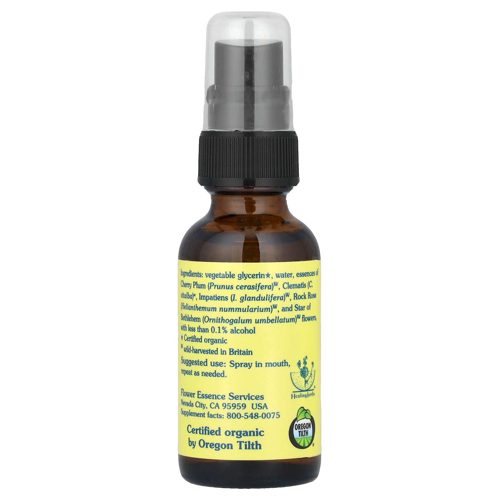 Flower Essence Services Five-Flower Formula, Flower Essence Spray, Non-Alcoholic, 1 fl oz (30 ml)