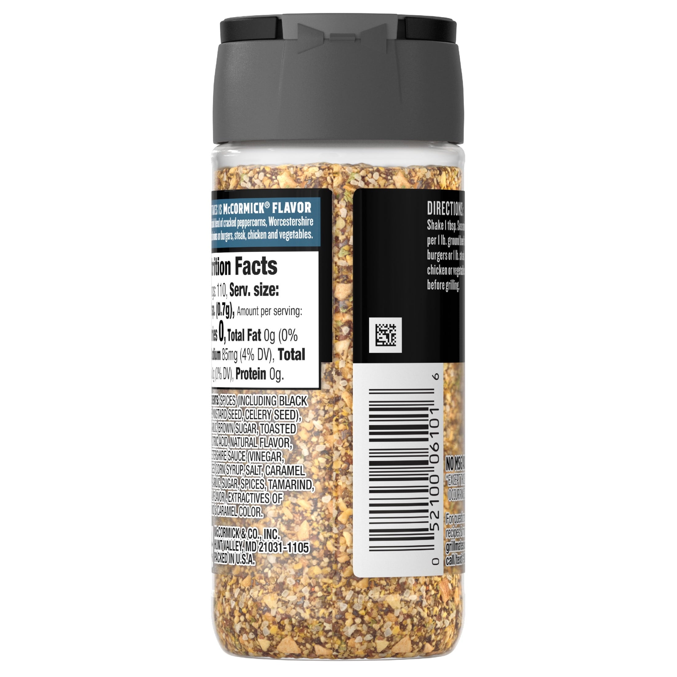 Kosher Cracked Peppercorn &amp; Worcestershire Seasoning, 2.75 oz Bottle