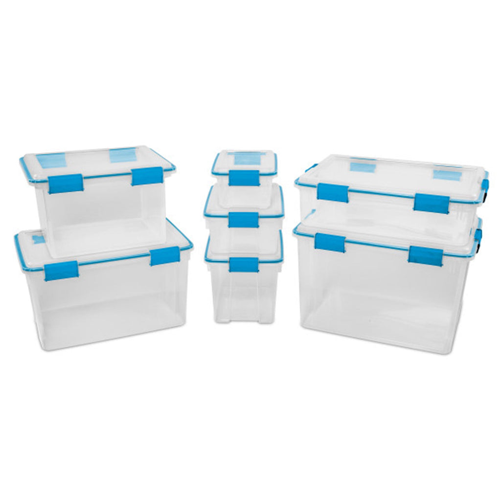 7.5 Quart Clear Plastic Storage Box with Latching Lids, (6 Pack)