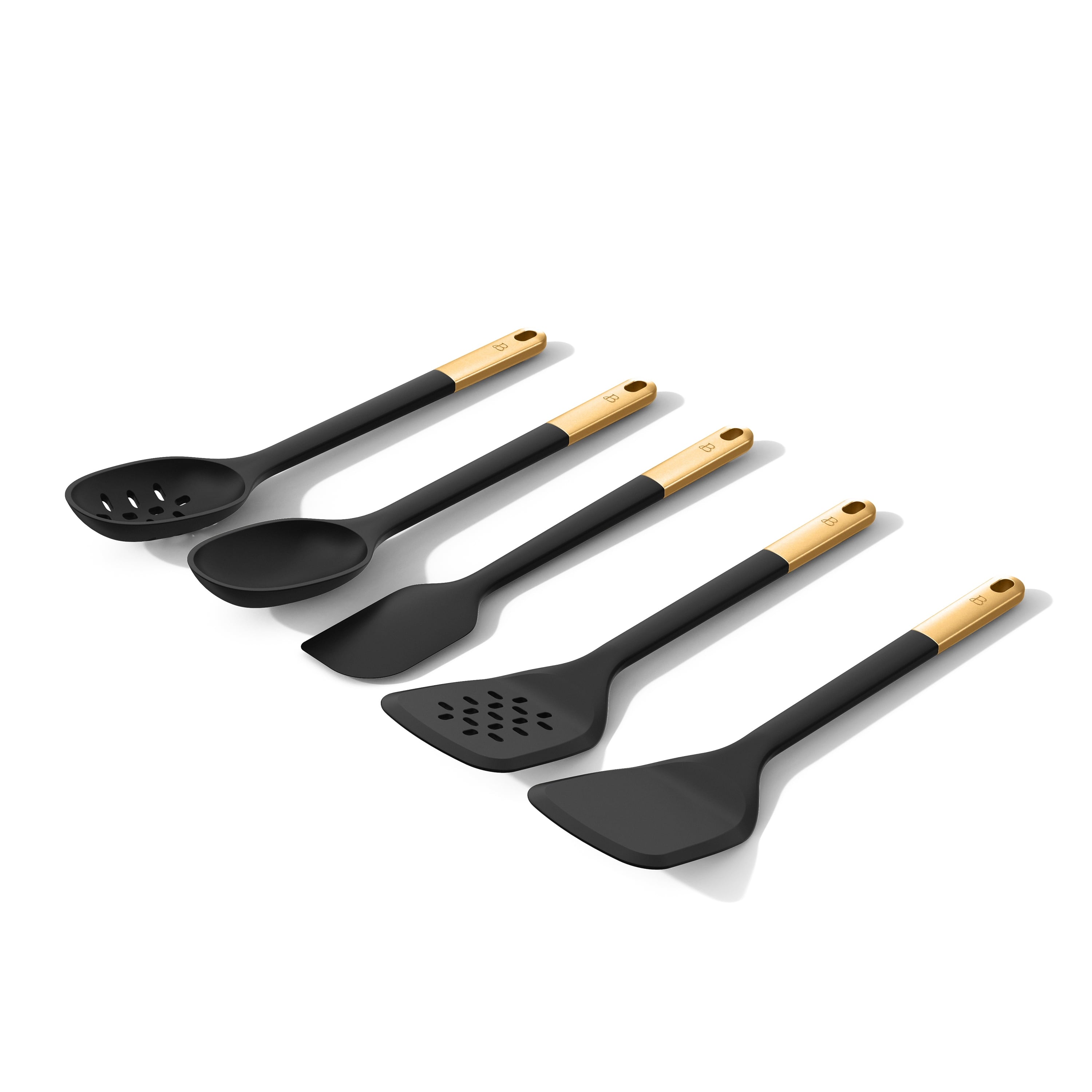 6-Piece Silicone Tool Set with Ceramic Crock, Porcini Taupe by Drew Barrymore