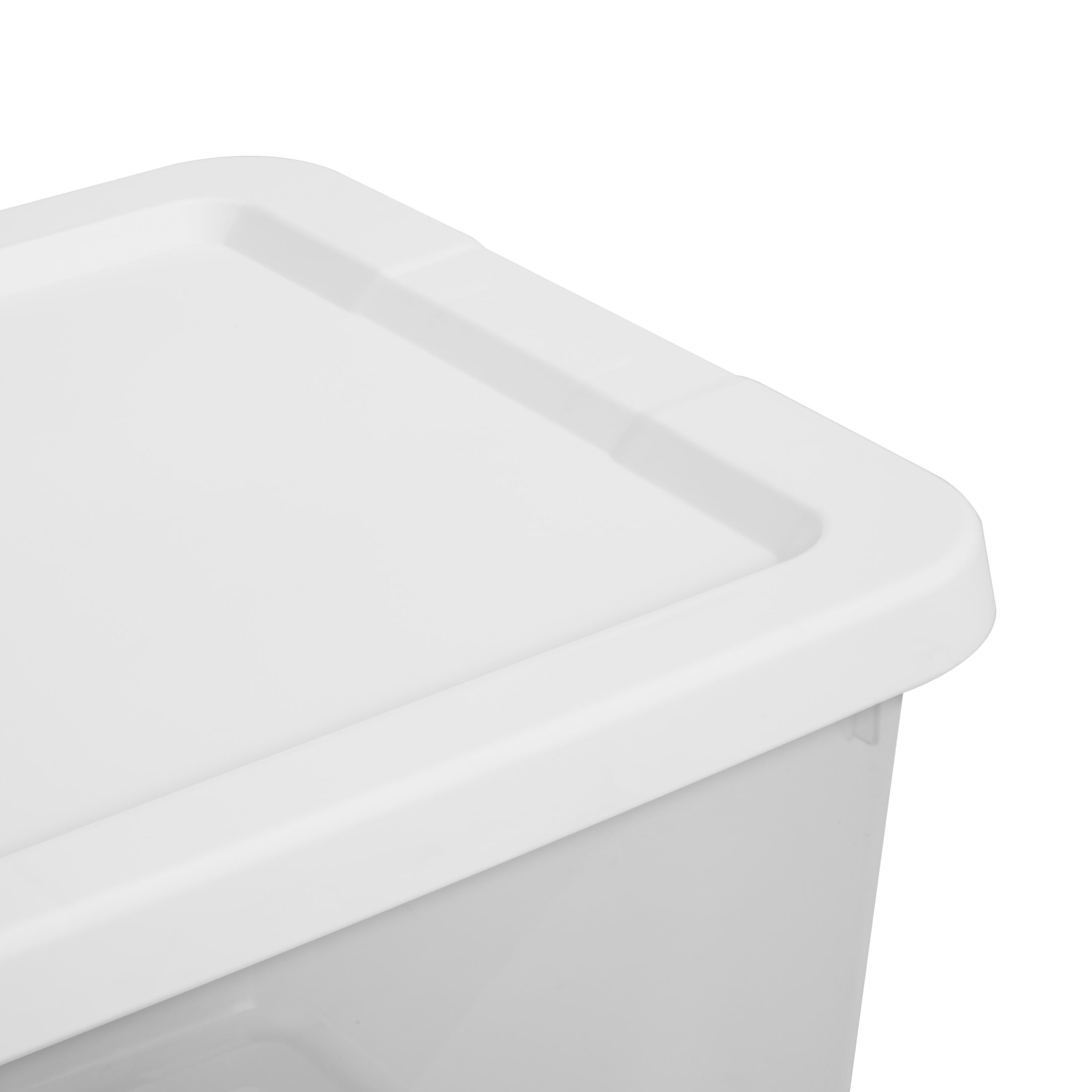 Set of (4) 12 Quart Storage Boxes, Clear Plastic Storage Bins with Snap-on Lid, White, 4 Pack