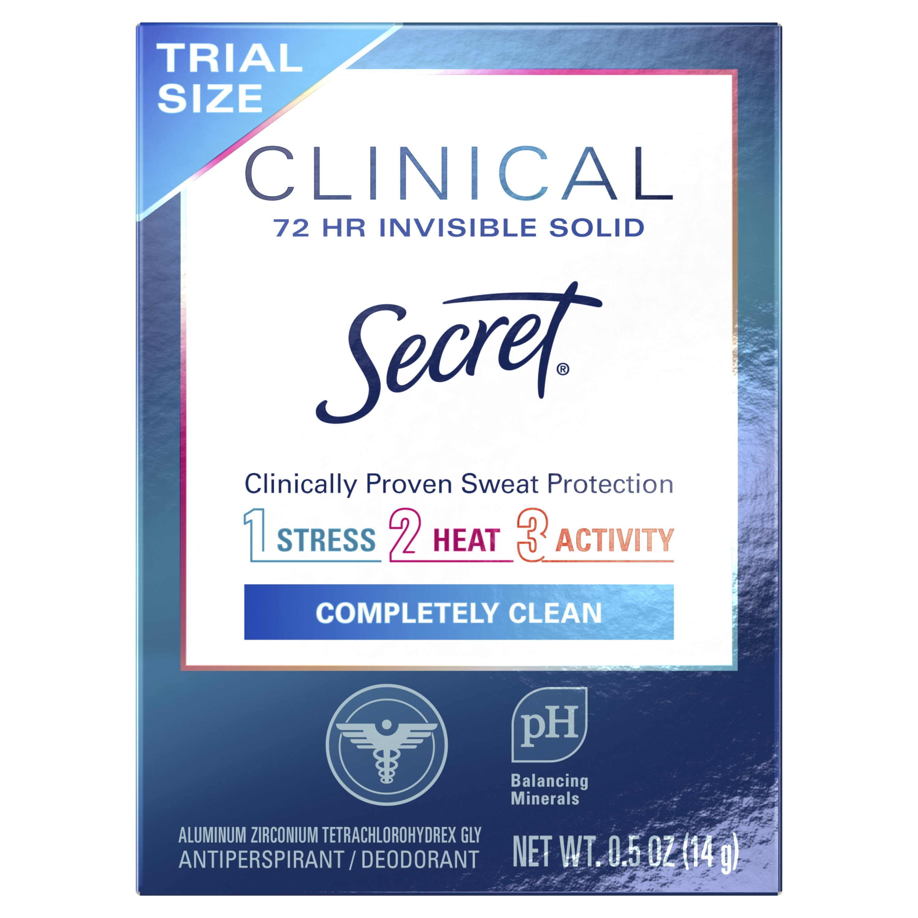 Clinical Strength Invisible Solid Antiperspirant and Deodorant for Women, Completely Clean, 0.5 oz