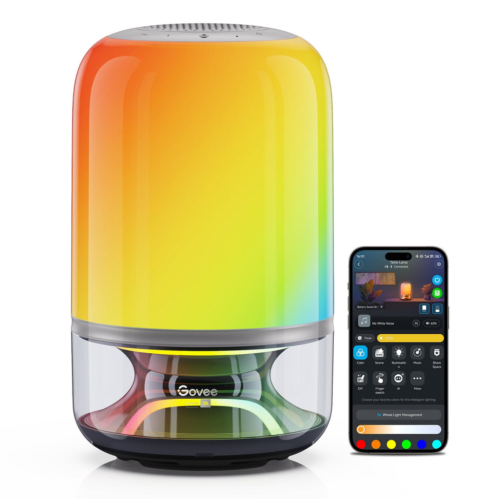 Table Lamp 2 Pro x Sound, Smart Cordless Table Lamp with Speaker, Music-Light Sync, 16 Music Modes &amp; 100+ Scene Modes, Work with Matter, DIY Customized Rechargeable Desk Lamp for Bedroom