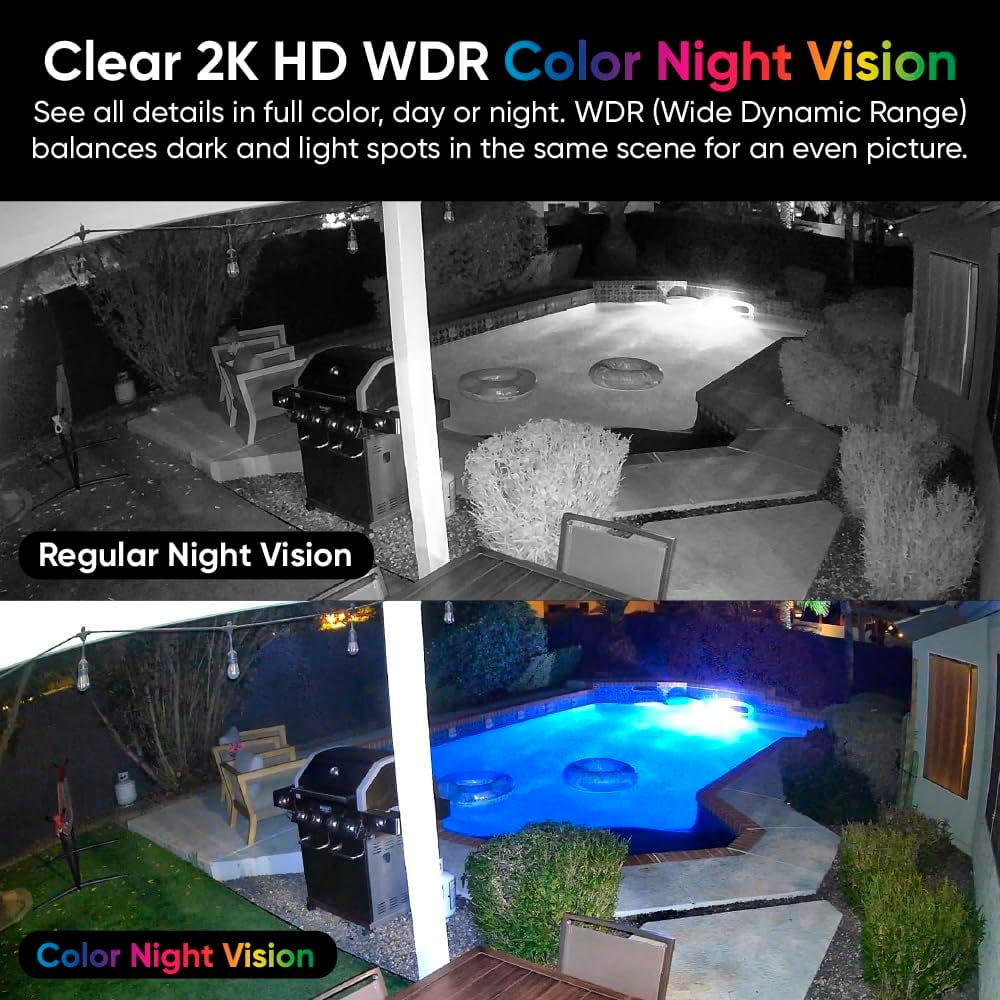 Duo Cam Pan Indoor/Outdoor Smart Security Camera 2K IP65 360° Pan/Tilt with Color Night Vision and Spotlight