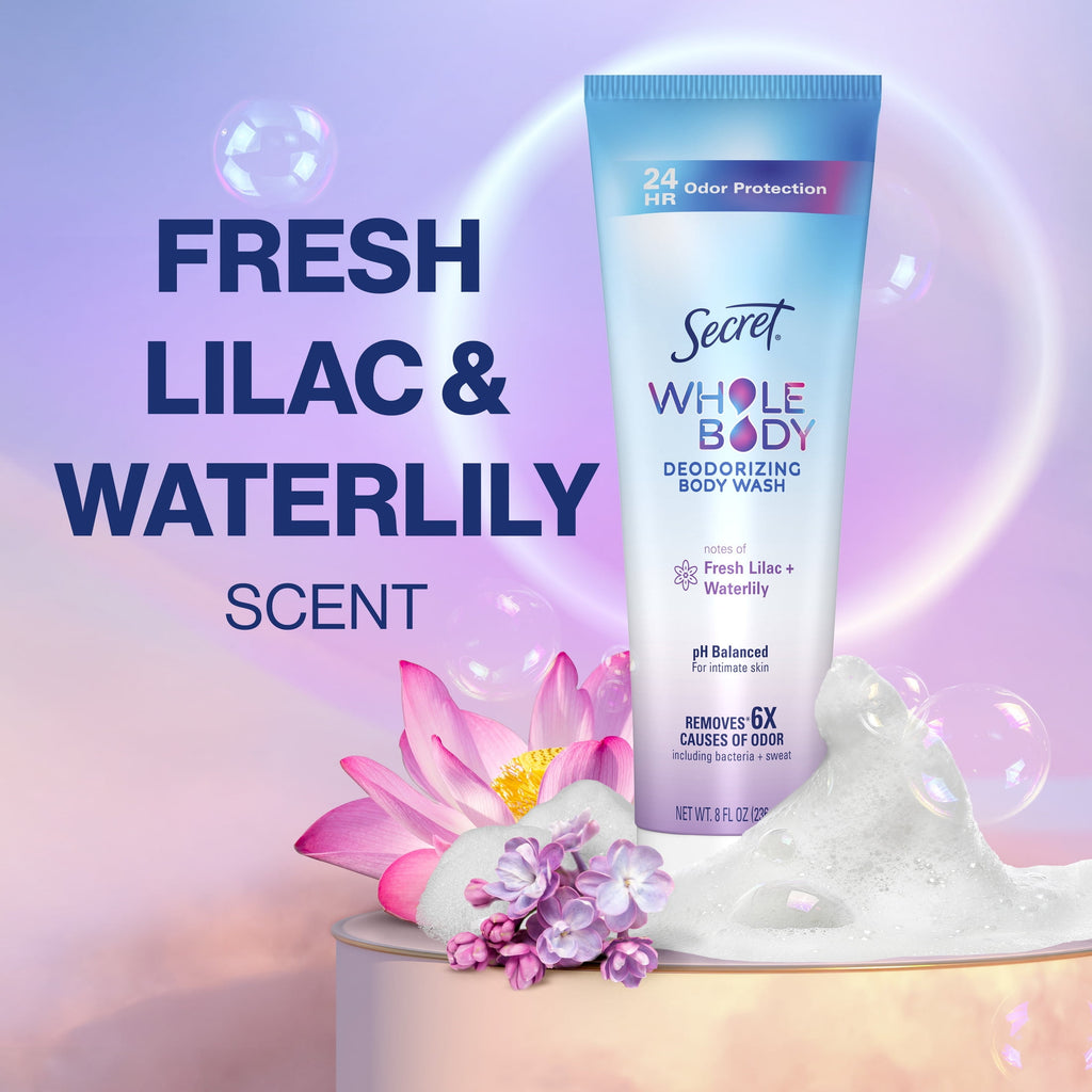 Feminine Wash 24 HR Deodorizing Body Wash for Women, Lilac &amp; Waterlily, 7oz