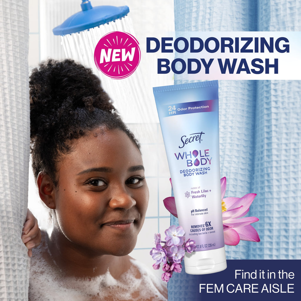 Feminine Wash 24 HR Deodorizing Body Wash for Women, Lilac &amp; Waterlily, 7oz