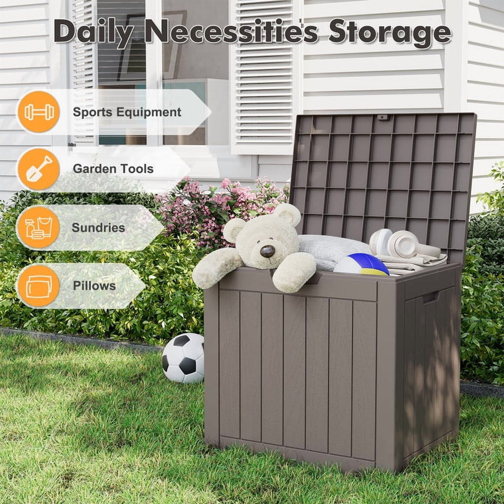 31 Gallon Deck Box, Resin Outdoor Storage Box, and Storage Deck Box for Garden Tools, Supplies, Toys