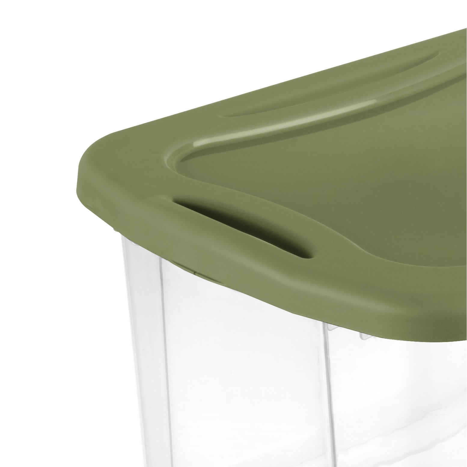 EZ Carry 40 Quart Medium Storage Bin, Clear Plastic Storage Container with Full-Grip Handles, Green