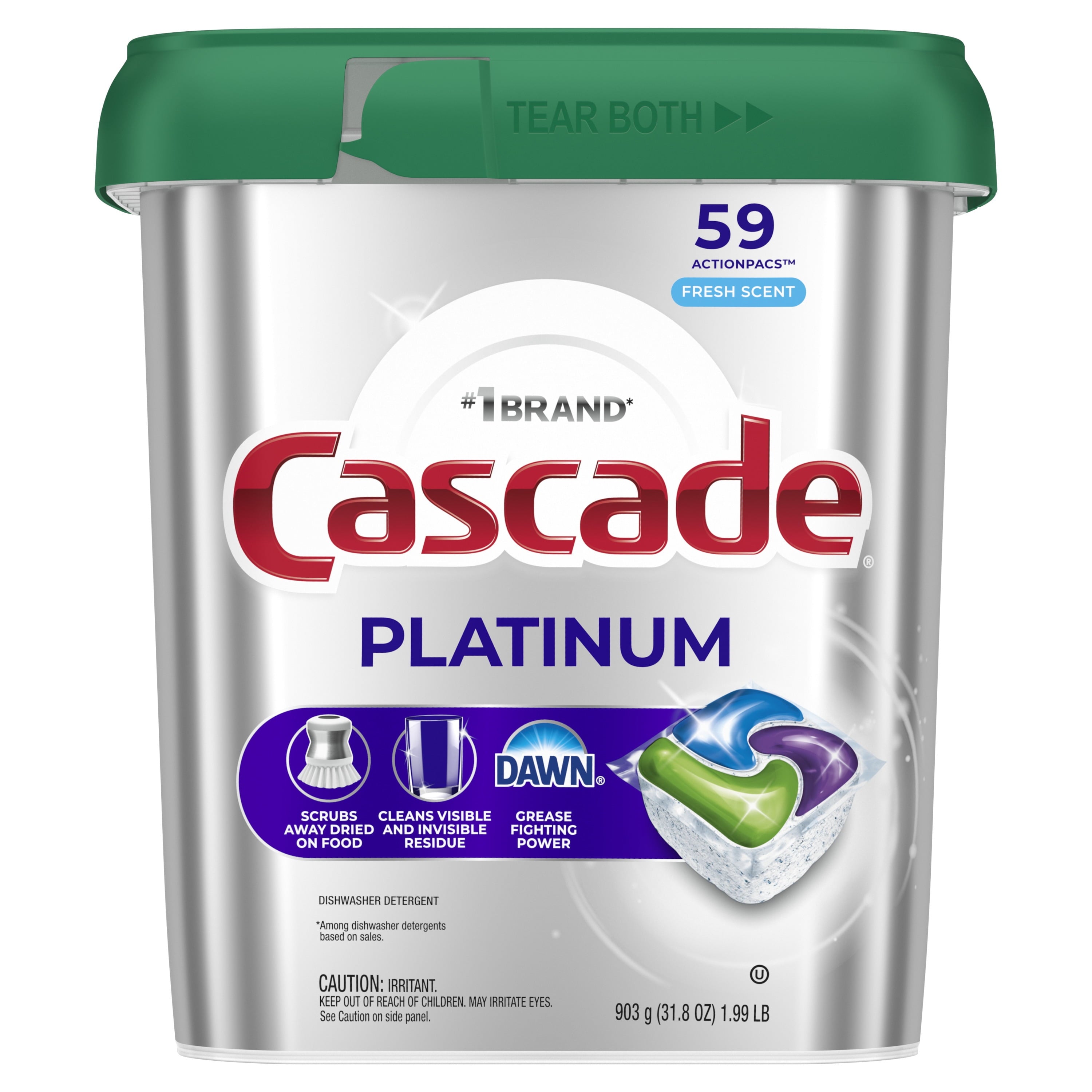 Platinum Dishwasher Pods, Dishwasher Detergent Soap Tabs, Fresh, 59 Count