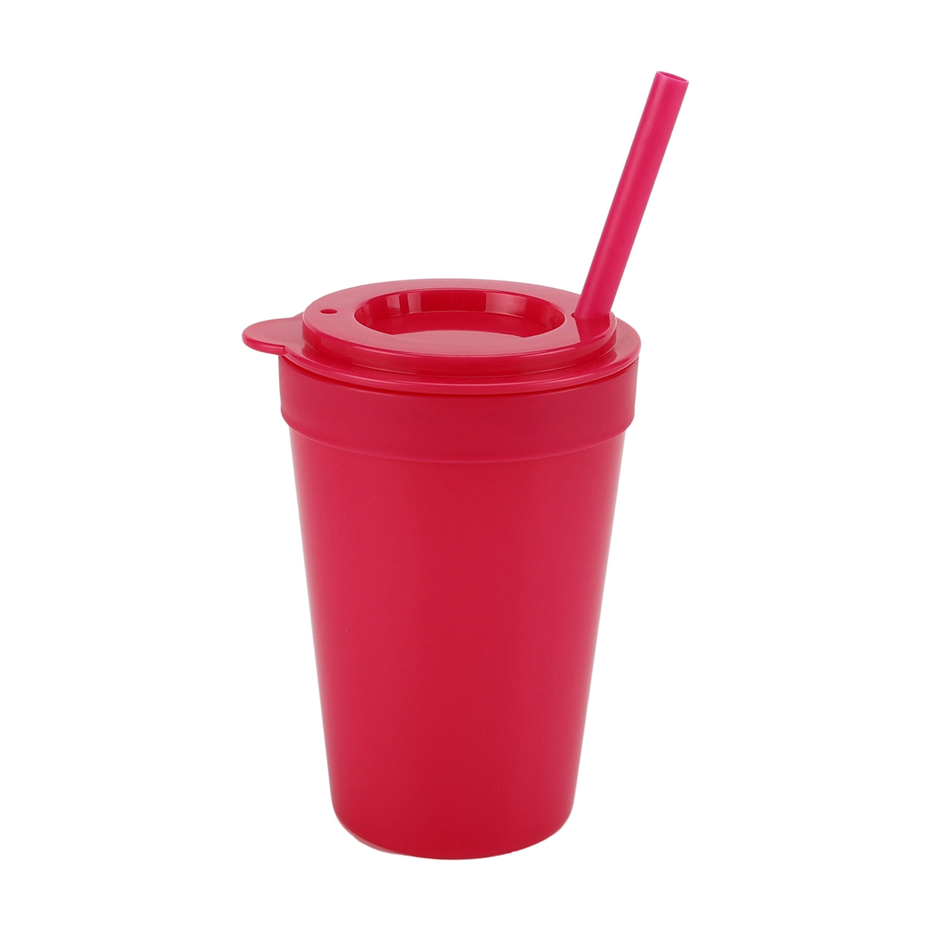 4-Pack Plastic 15-Ounce Capacity Tumbler Set with Lid and Straw, Multi-Colored