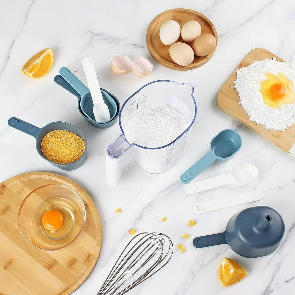 9-Piece Measuring Set Kitchen Tools for Cooking, 7.48" L, Blue