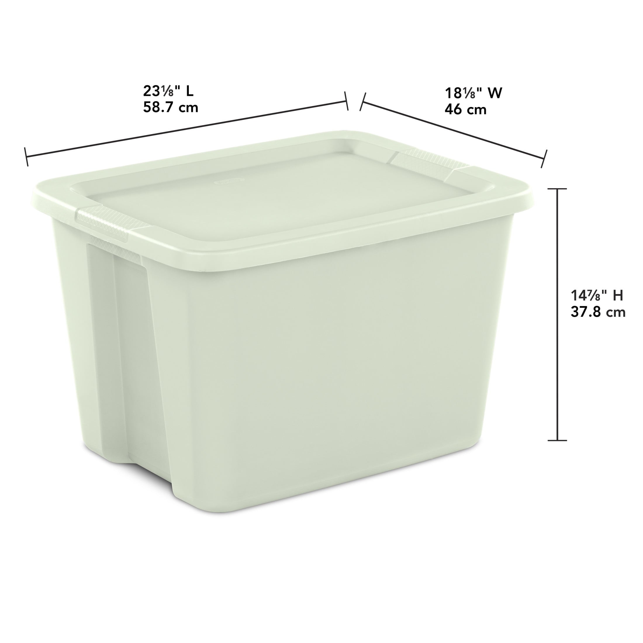 18 Gallon Tote, Plastic Storage Bin with Snap-on Lid, Light Green