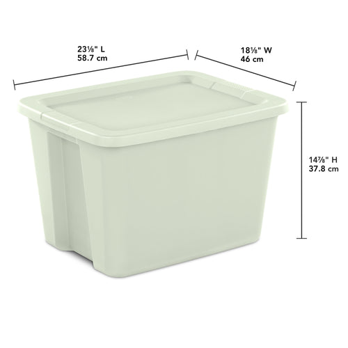18 Gallon Tote, Plastic Storage Bin with Snap-on Lid, Light Green