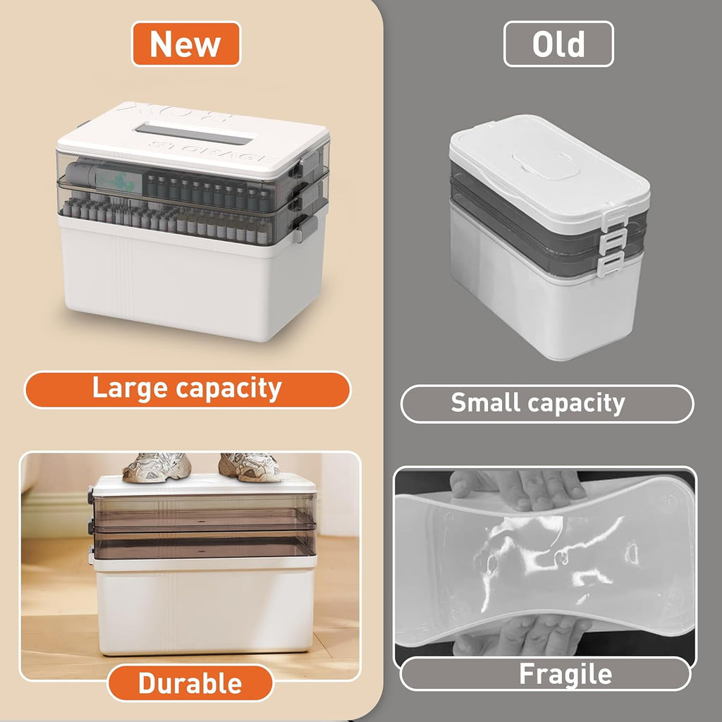 5 Layer storage bins with lid Stack &amp; Carry Box Plastic Handled with Removable Tray for Craft Adult