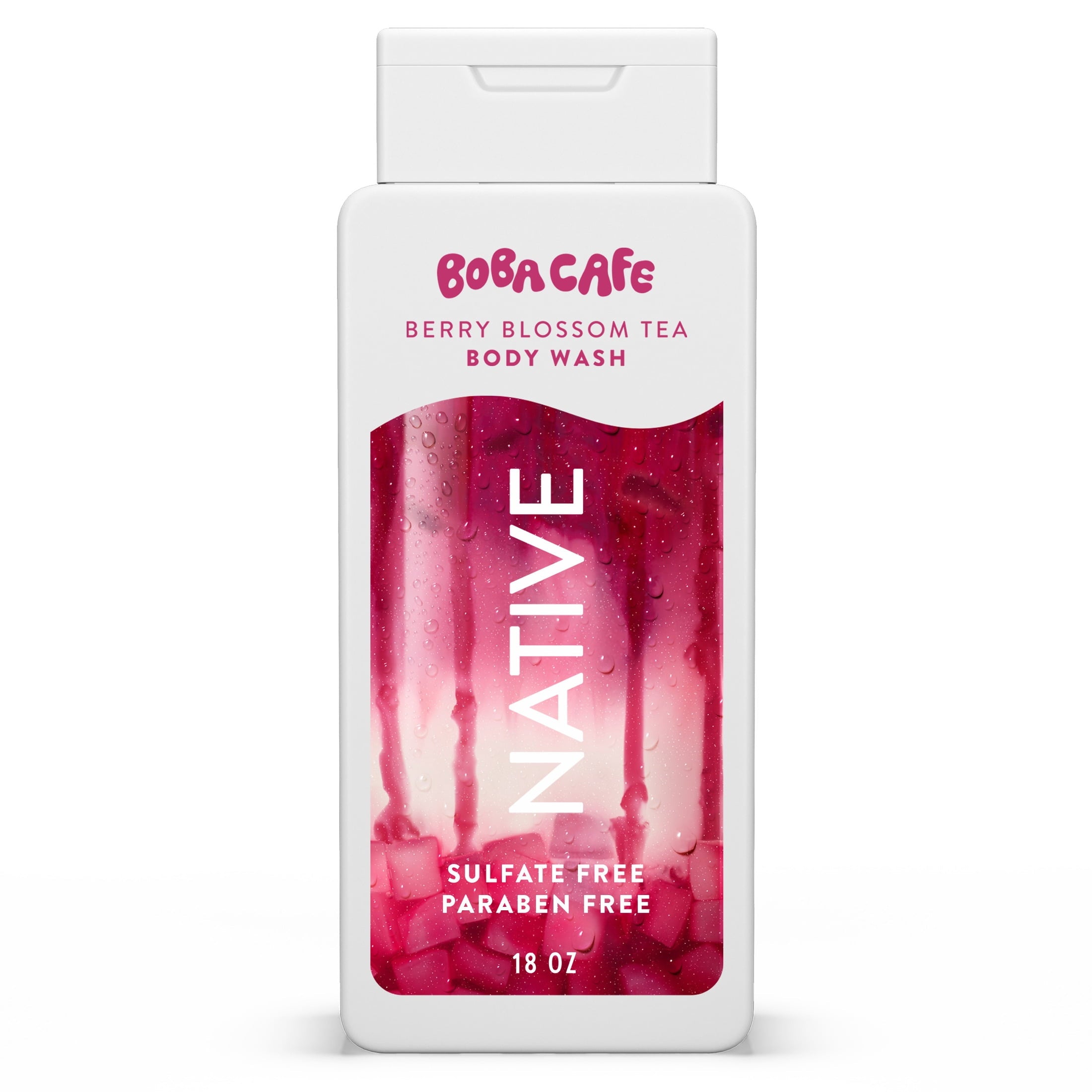 Body Wash, Limited Edition Berry Blossom Tea, Sulfate Free Body Wash for Women &amp; Men, Boba Café, 18 fl oz