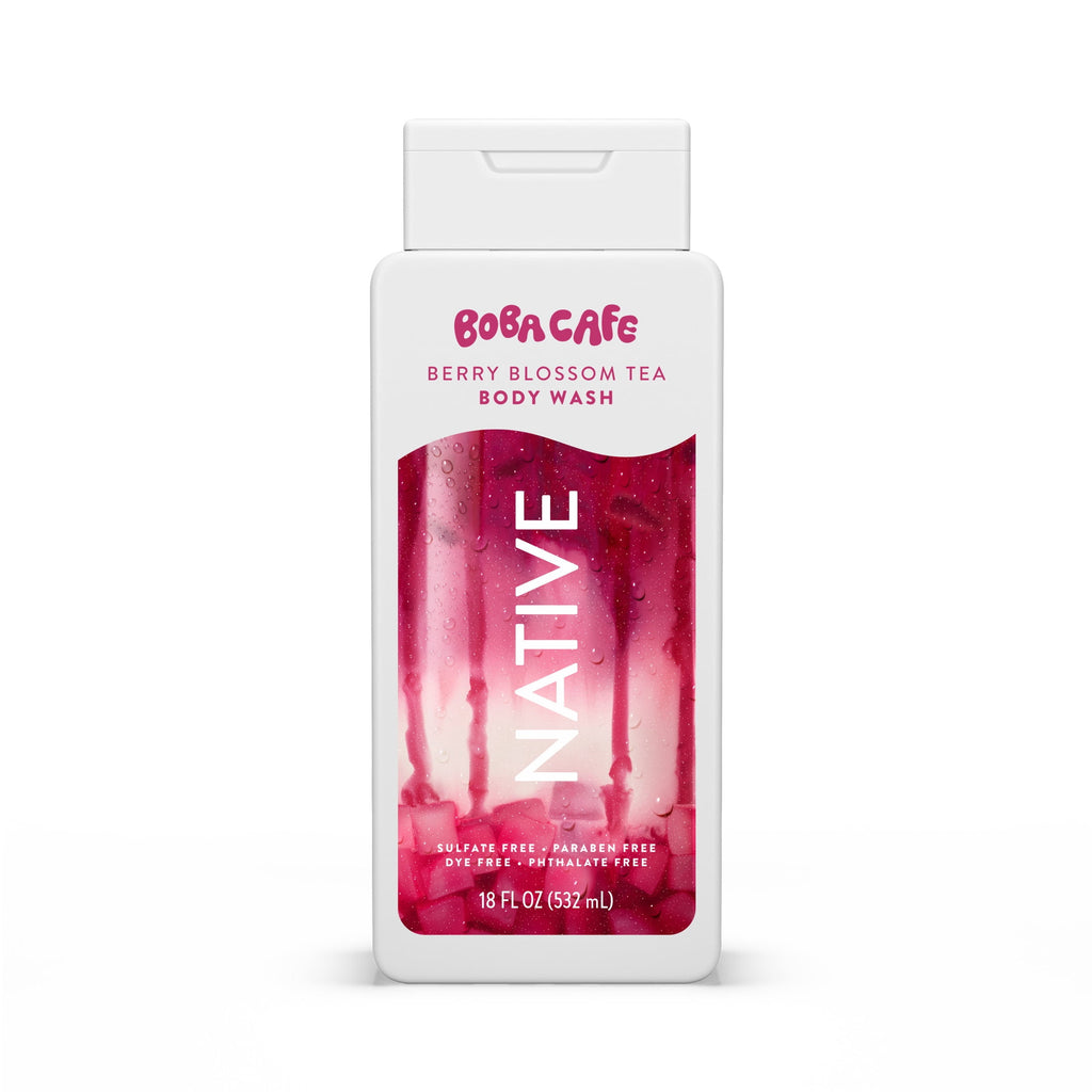 Body Wash, Limited Edition Berry Blossom Tea, Sulfate Free Body Wash for Women &amp; Men, Boba Café, 18 fl oz