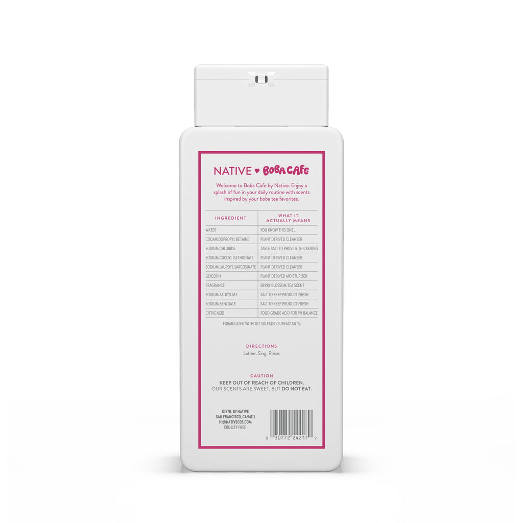 Body Wash, Limited Edition Berry Blossom Tea, Sulfate Free Body Wash for Women &amp; Men, Boba Café, 18 fl oz