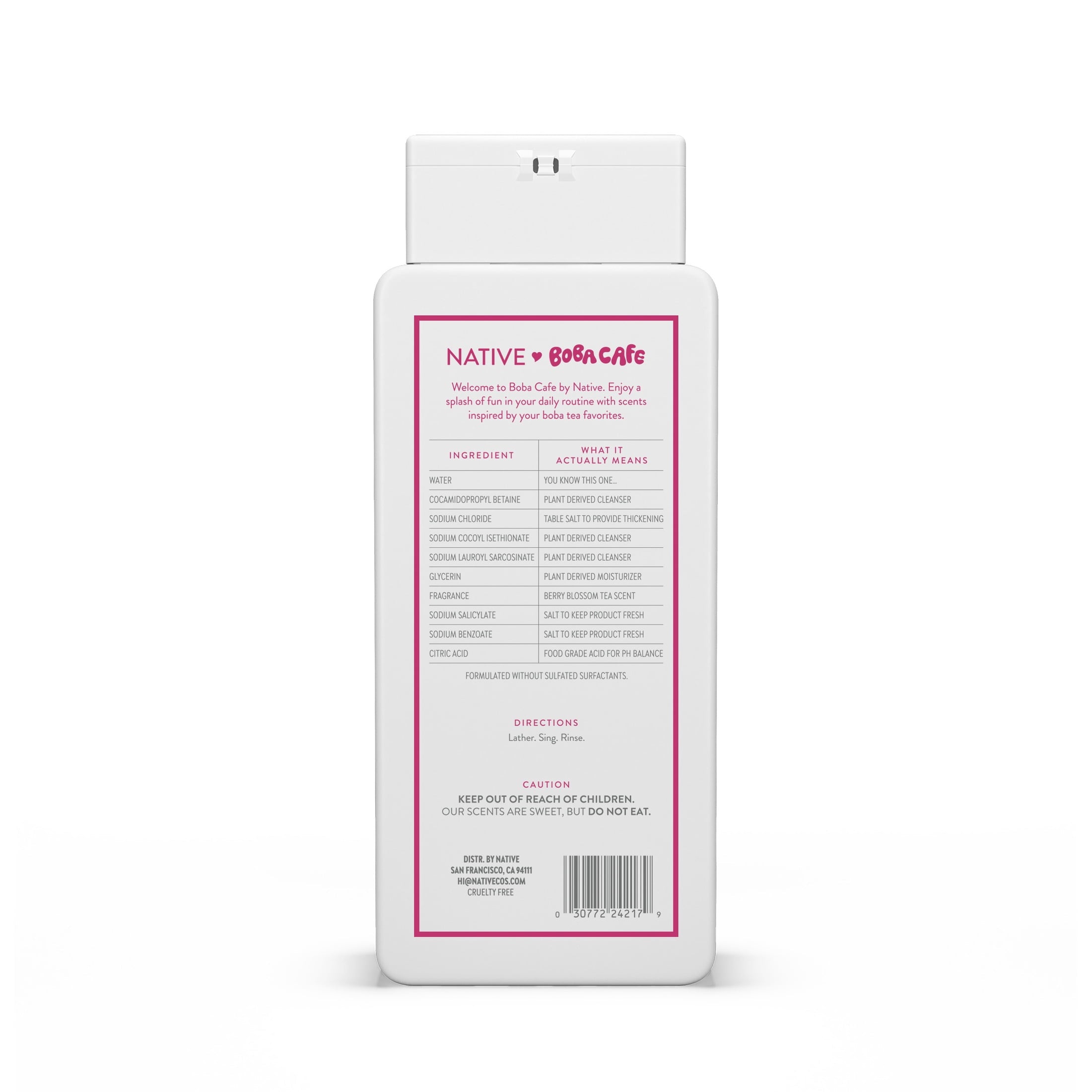 Body Wash, Limited Edition Berry Blossom Tea, Sulfate Free Body Wash for Women &amp; Men, Boba Café, 18 fl oz