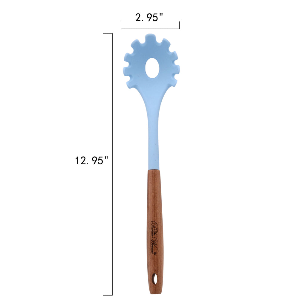 10-Piece Silicone and Acacia Wood Handle Cooking Utensils Set, Blue